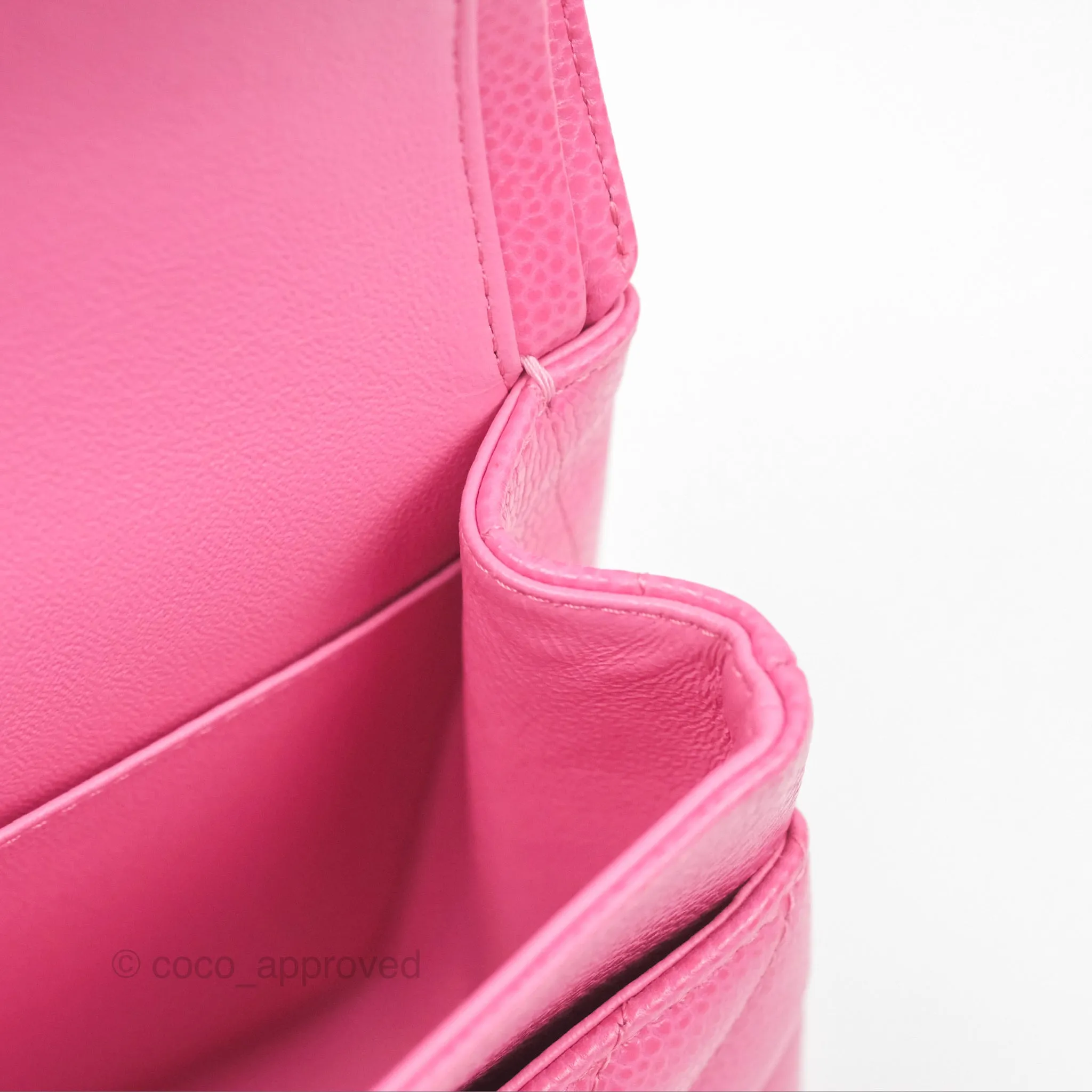 Chanel Medium Classic Flap Chevron Pink Caviar Silver Hardware