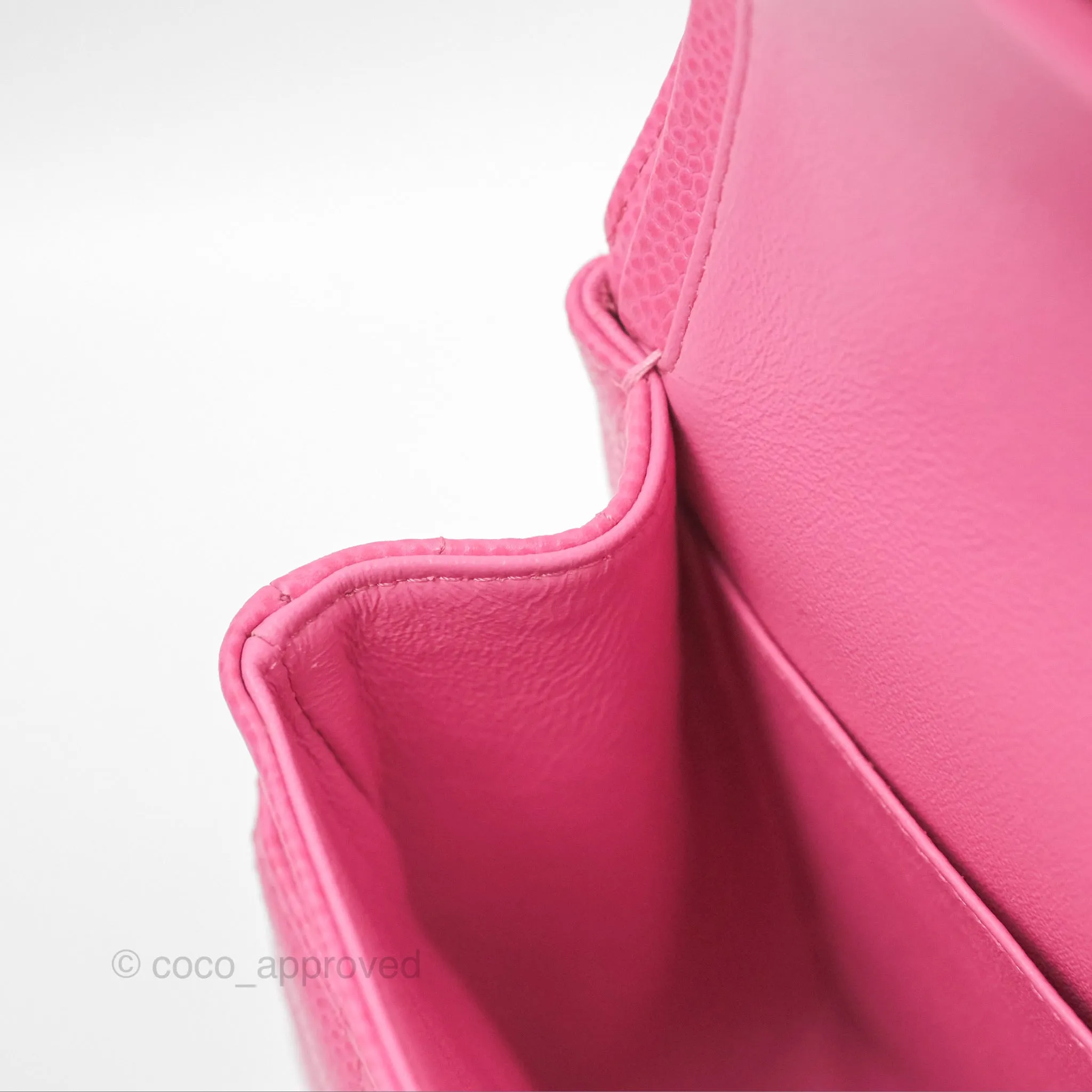 Chanel Medium Classic Flap Chevron Pink Caviar Silver Hardware