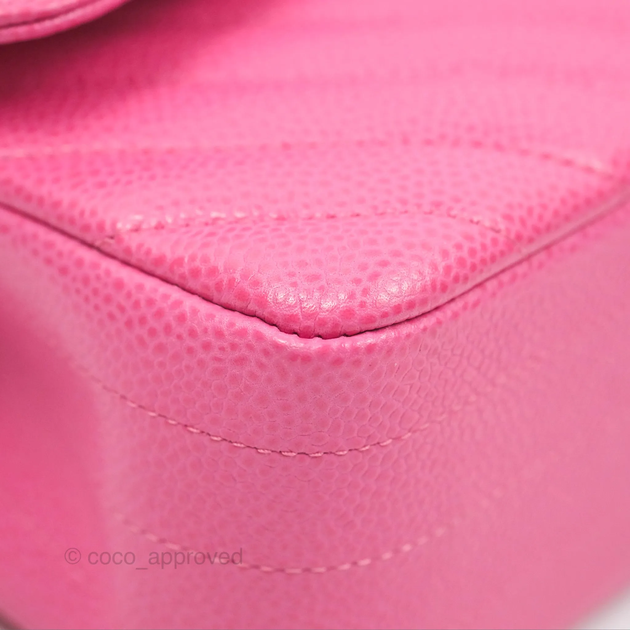 Chanel Medium Classic Flap Chevron Pink Caviar Silver Hardware