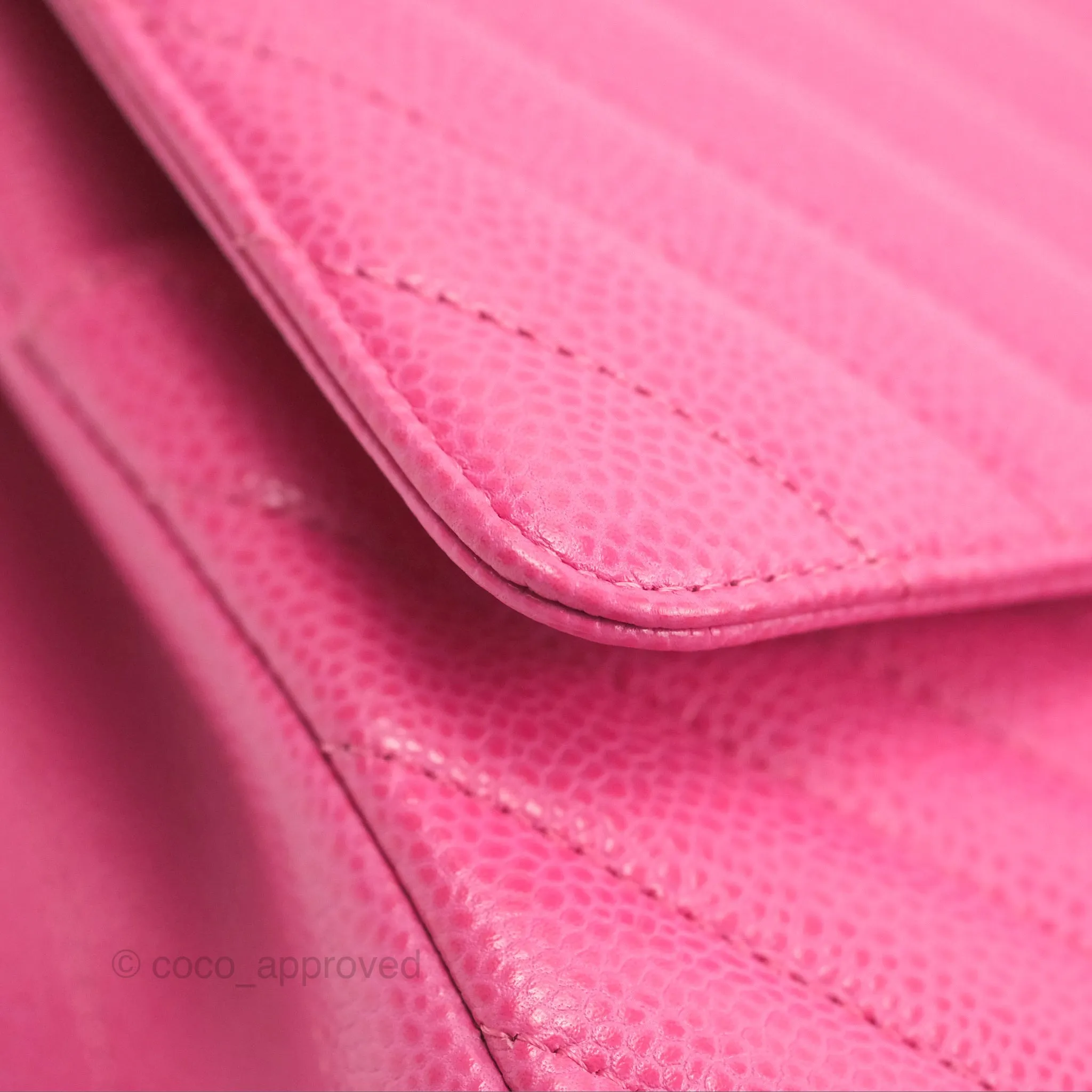 Chanel Medium Classic Flap Chevron Pink Caviar Silver Hardware