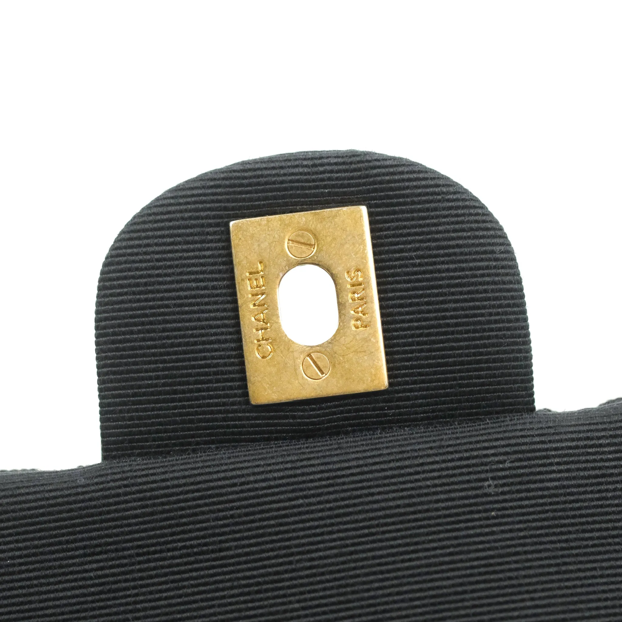 Chanel Medium Single Flap Black Tweed Chain Braid Aged Gold Hardware
