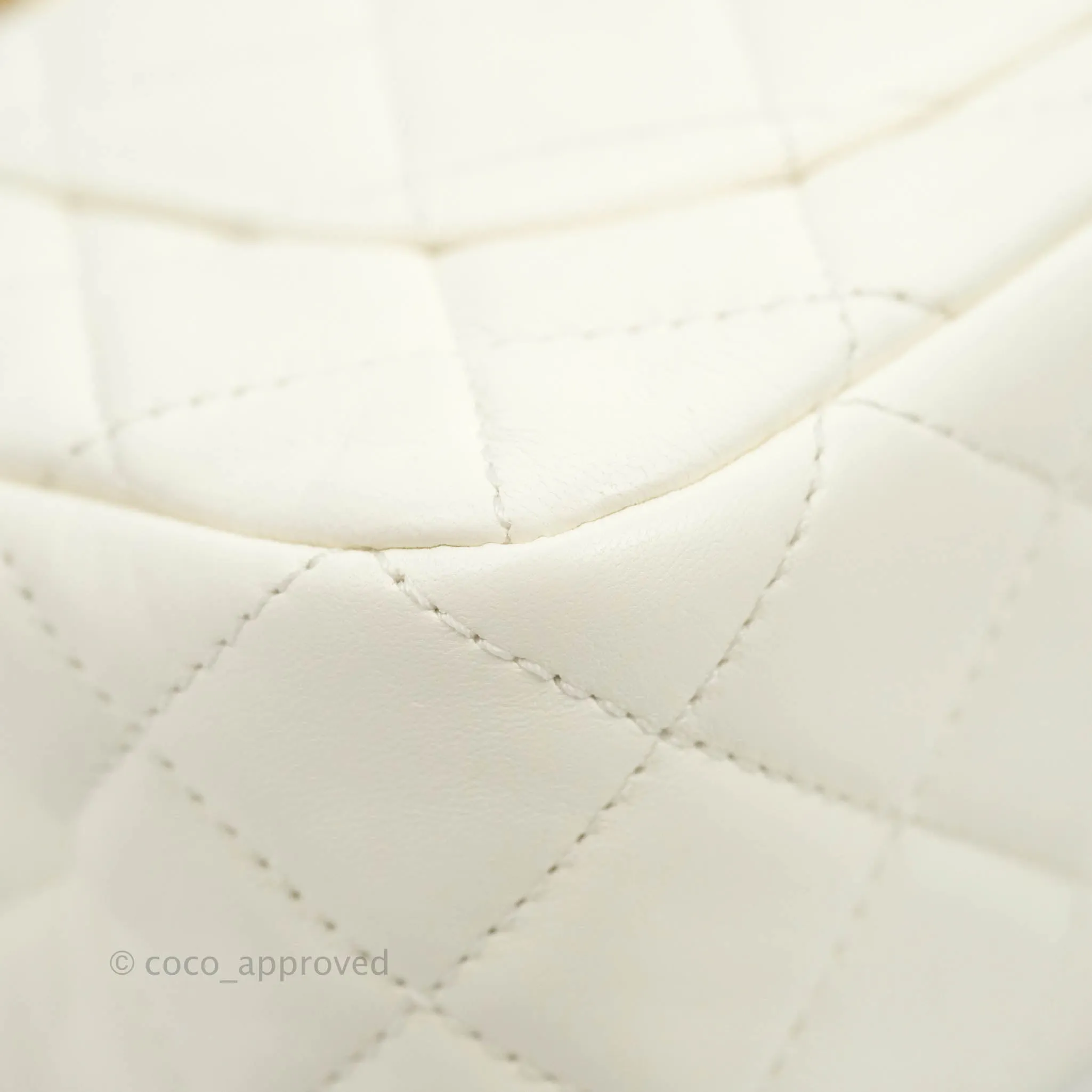 Chanel Mini Rectangular Pearl Crush Quilted White Lambskin Aged Gold Hardware