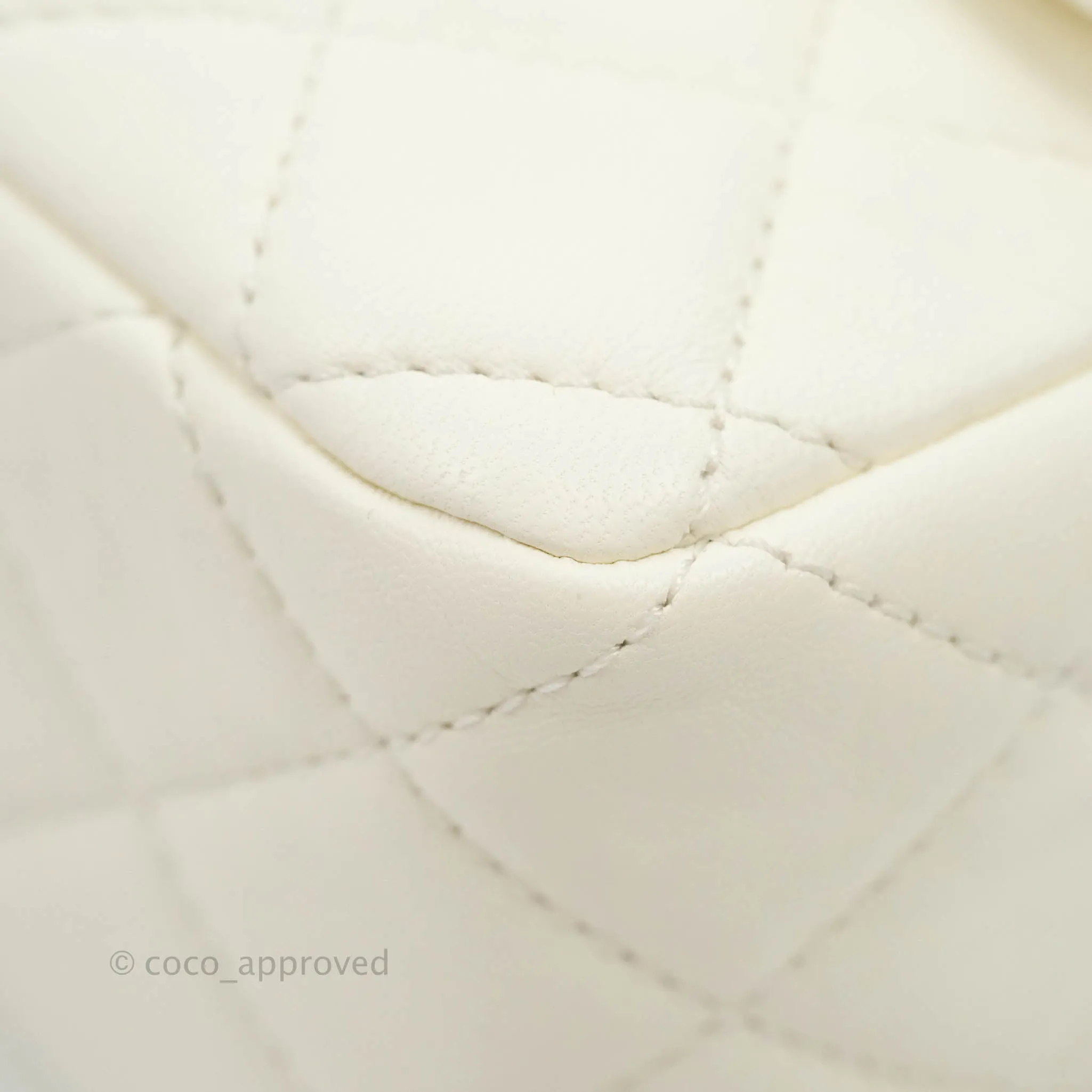 Chanel Mini Rectangular Pearl Crush Quilted White Lambskin Aged Gold Hardware