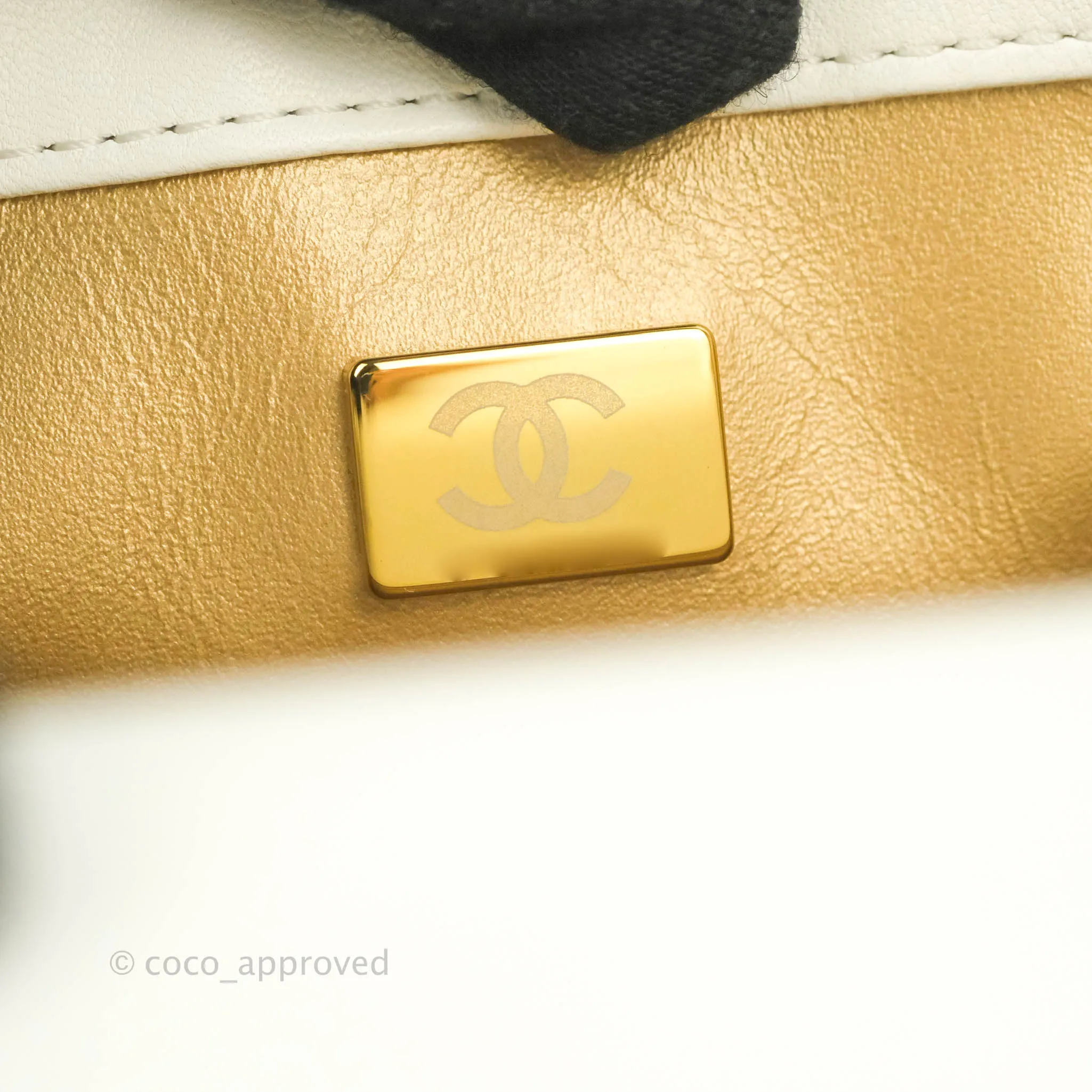 Chanel Mini Rectangular Pearl Crush Quilted White Lambskin Aged Gold Hardware