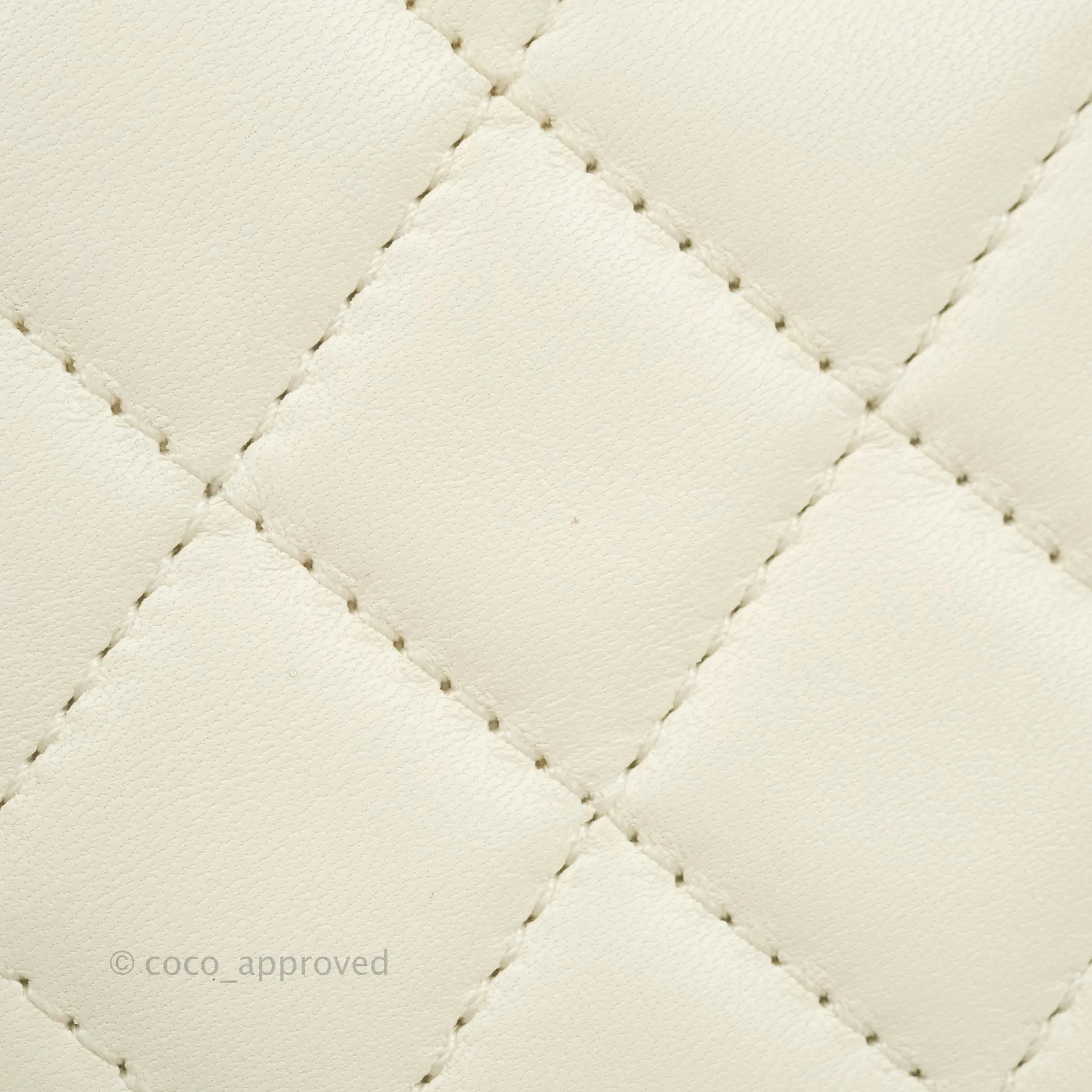Chanel Mini Rectangular Pearl Crush Quilted White Lambskin Aged Gold Hardware
