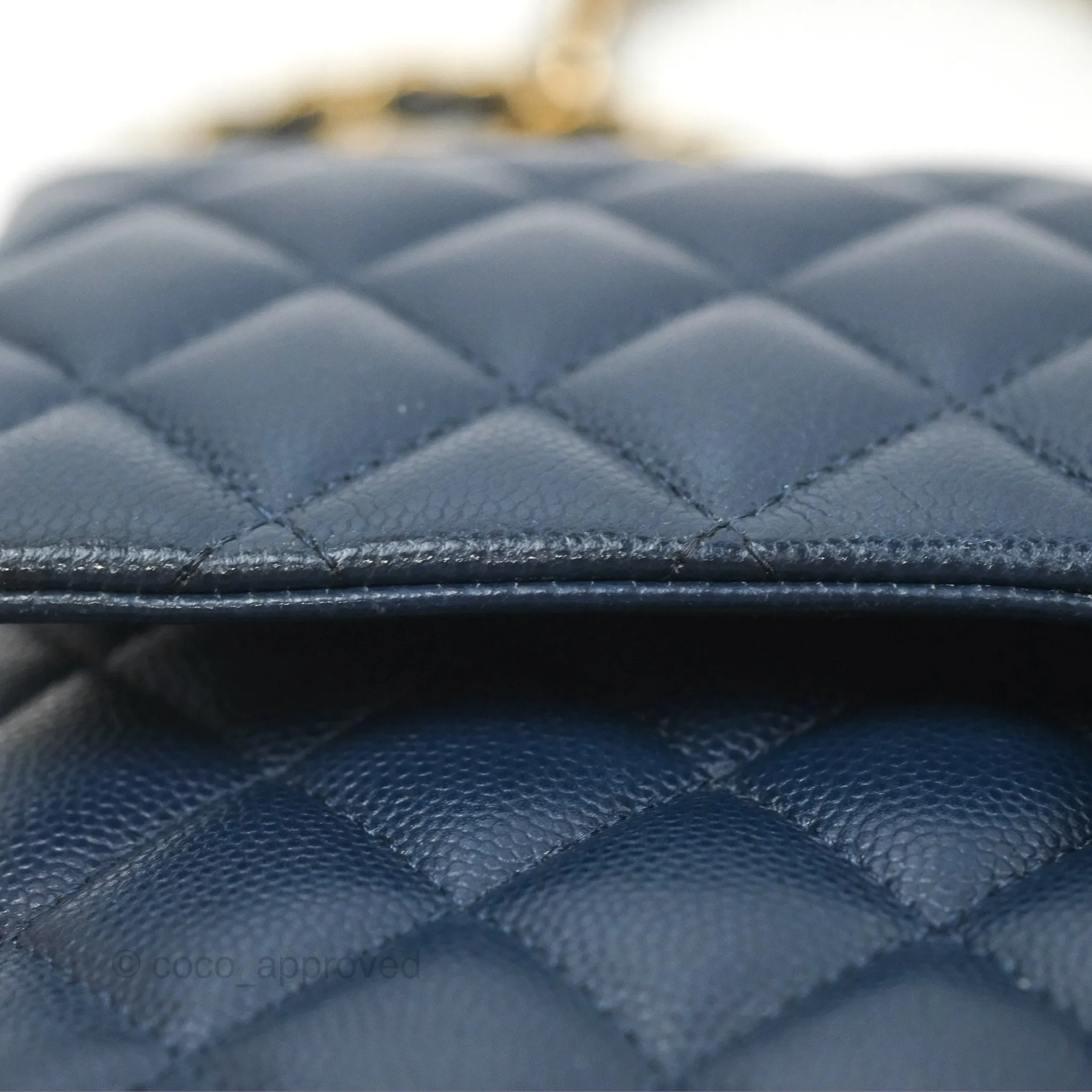 Chanel M/L Medium Classic Flap Quilted Navy Caviar Gold Hardware