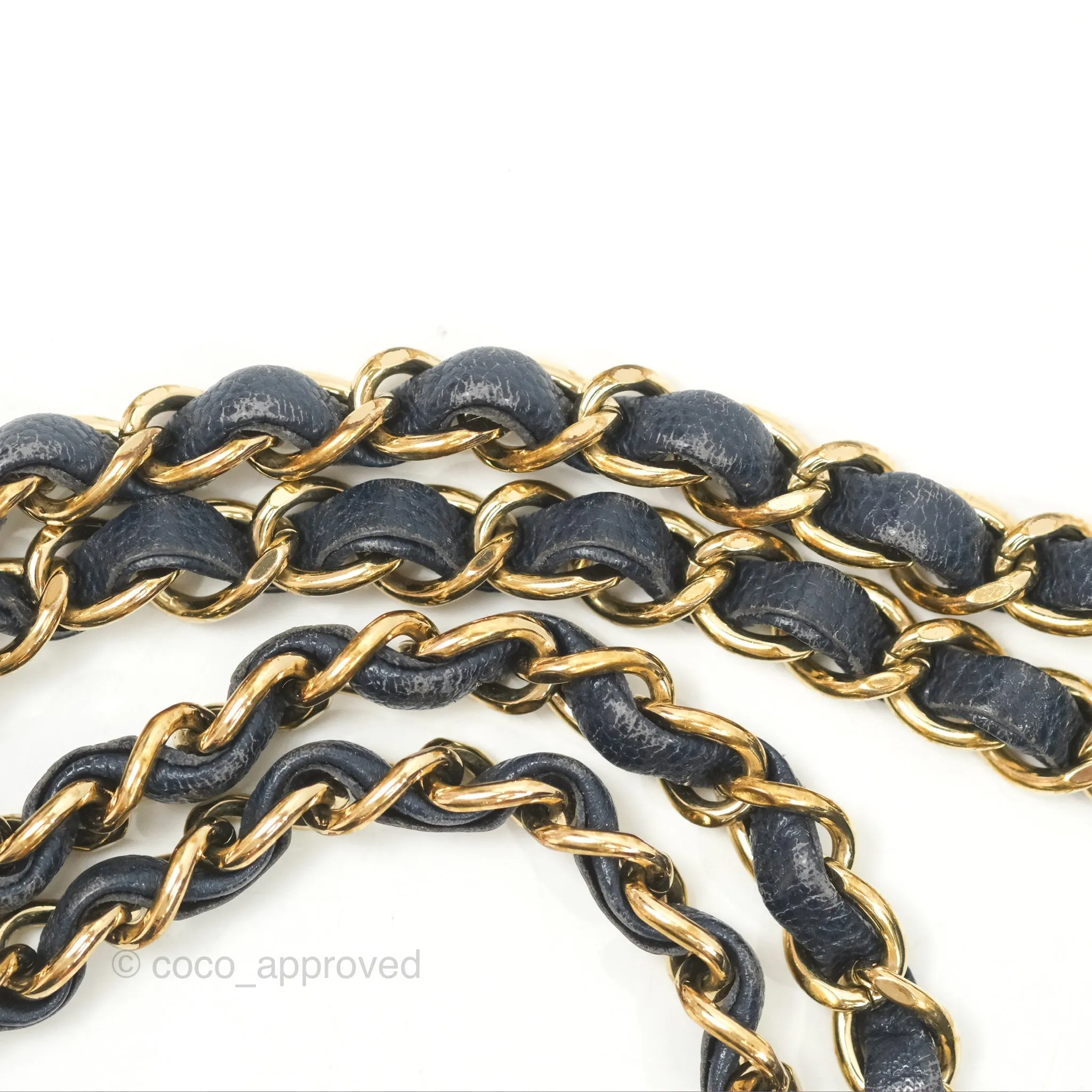Chanel M/L Medium Classic Flap Quilted Navy Caviar Gold Hardware