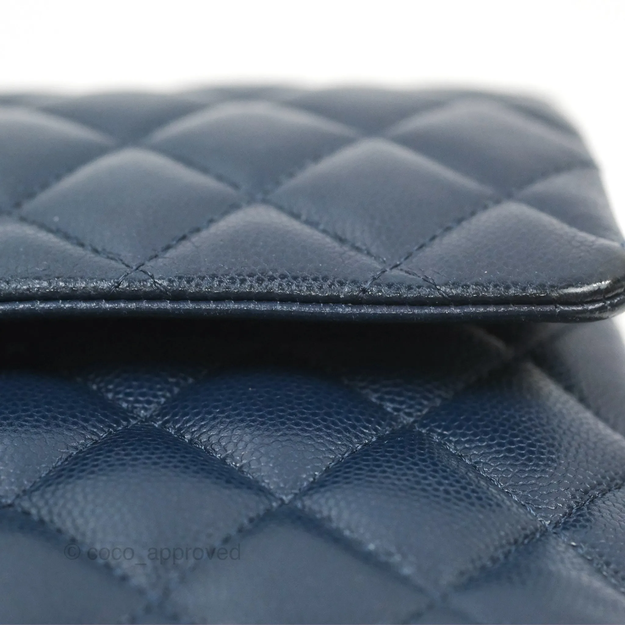 Chanel M/L Medium Classic Flap Quilted Navy Caviar Gold Hardware