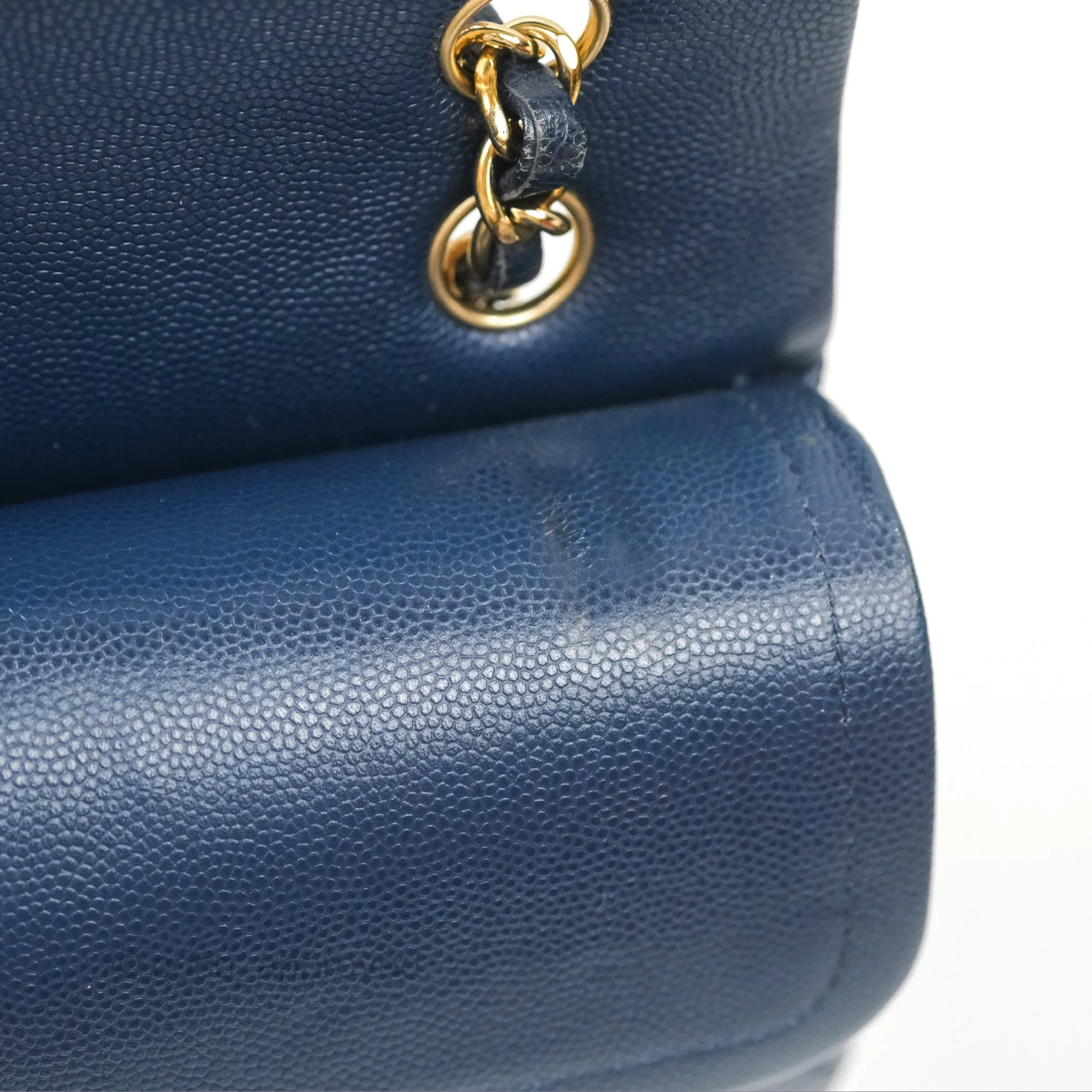 Chanel M/L Medium Classic Flap Quilted Navy Caviar Gold Hardware