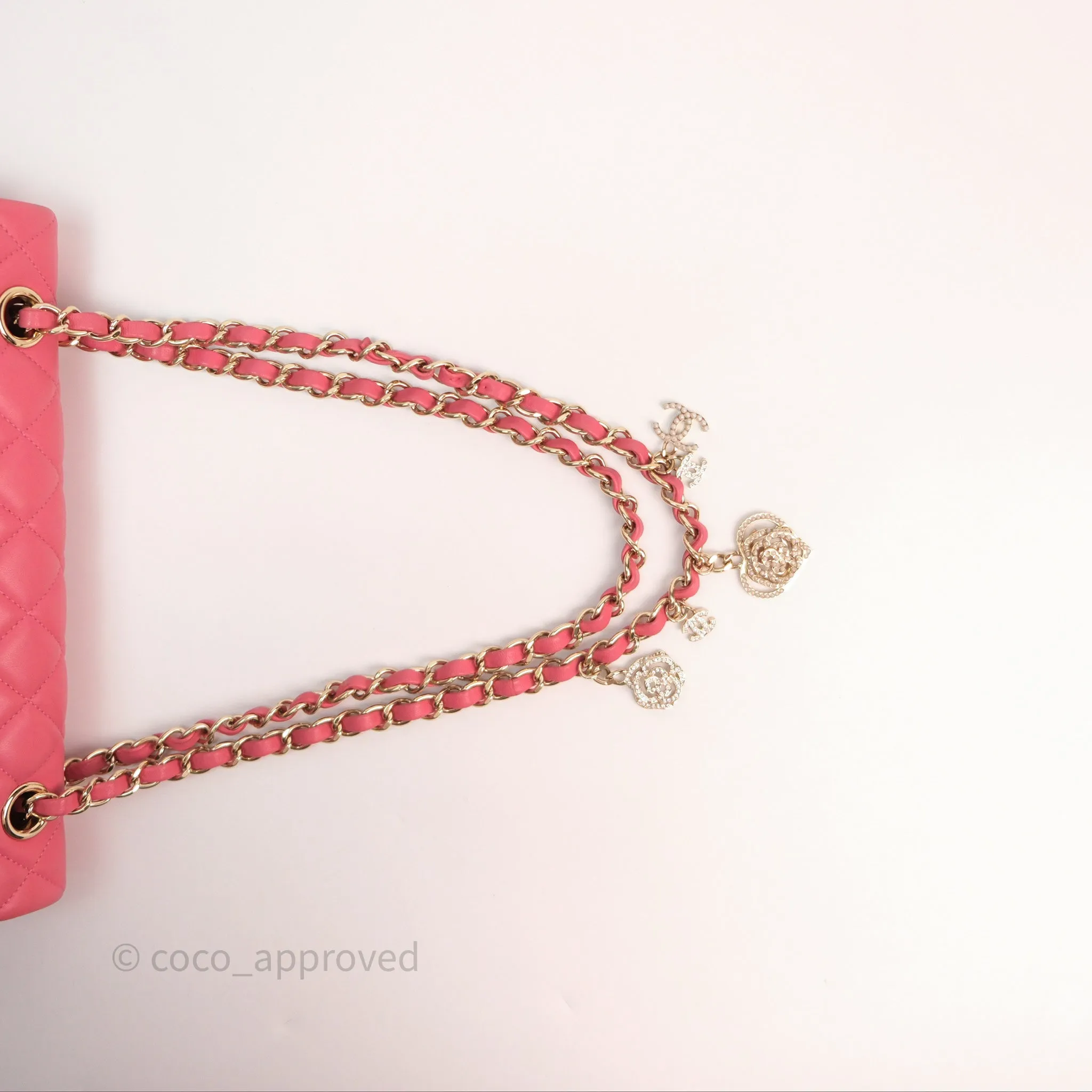 Chanel M/L Medium Flap Bag Valentine Limited Edition Pink Lambskin Gold Hardware
