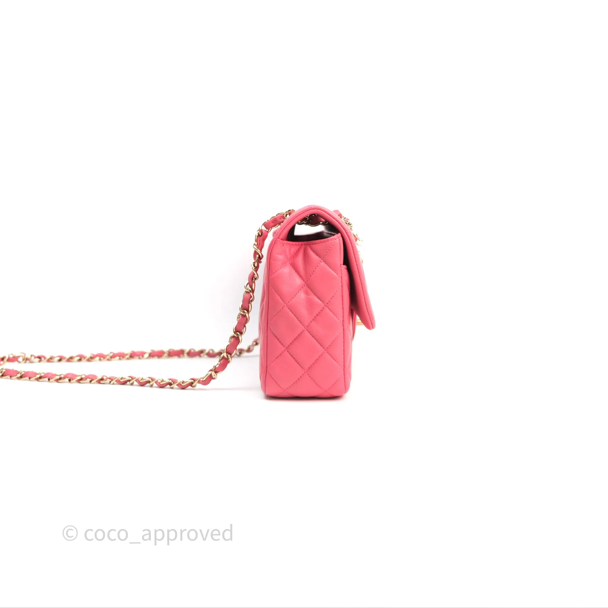 Chanel M/L Medium Flap Bag Valentine Limited Edition Pink Lambskin Gold Hardware