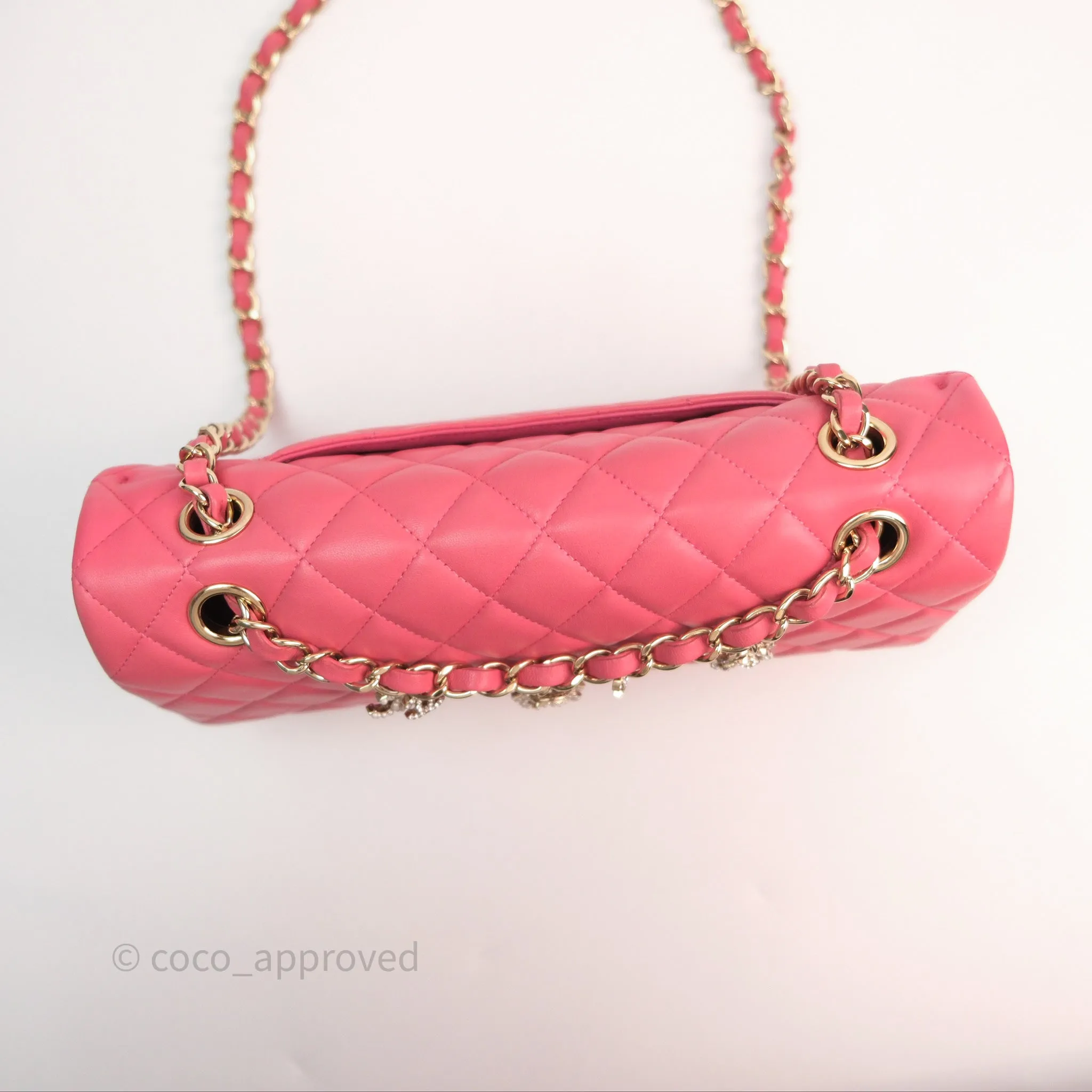 Chanel M/L Medium Flap Bag Valentine Limited Edition Pink Lambskin Gold Hardware