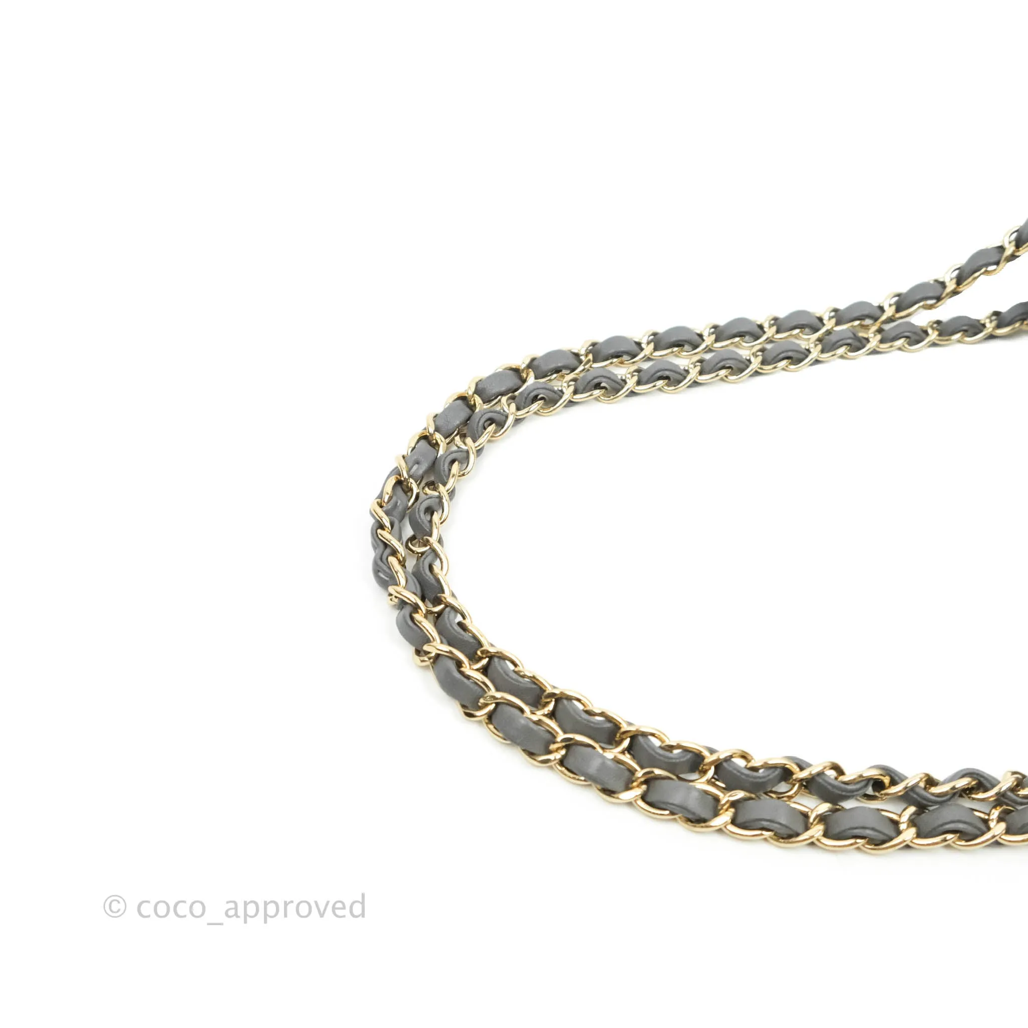 Chanel M/L Medium Single Flap Grey Tweed Braided Gold Hardware