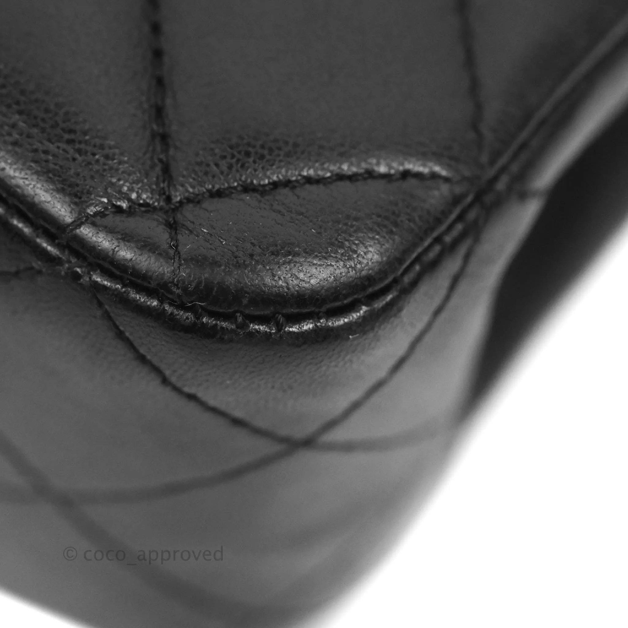 Chanel Quilted Classic M/L Medium Flap Black Lambskin Silver Hardware