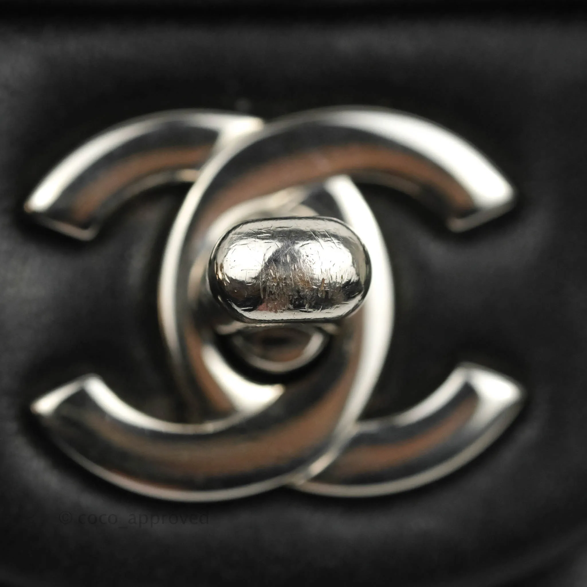 Chanel Quilted Classic M/L Medium Flap Black Lambskin Silver Hardware