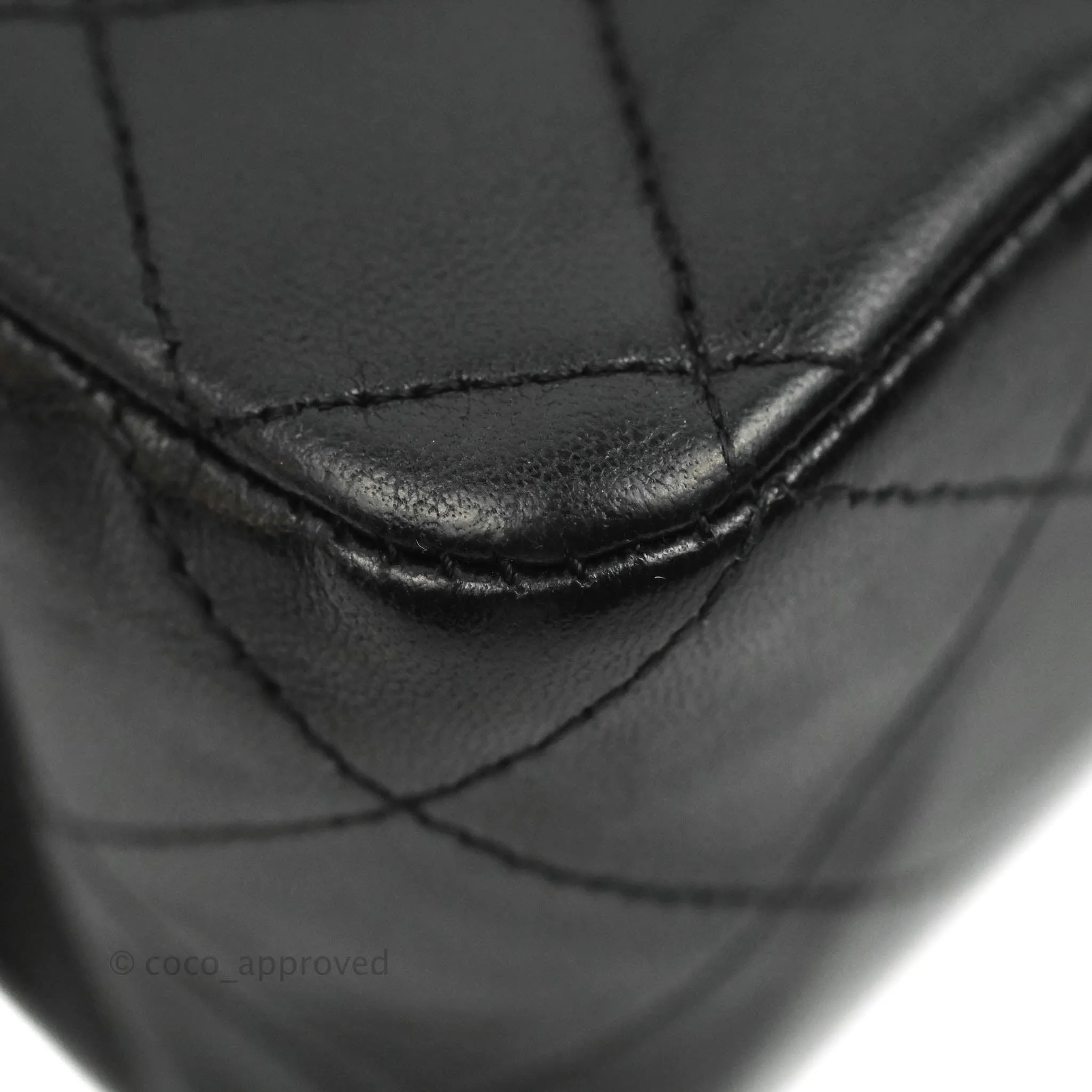 Chanel Quilted Classic M/L Medium Flap Black Lambskin Silver Hardware