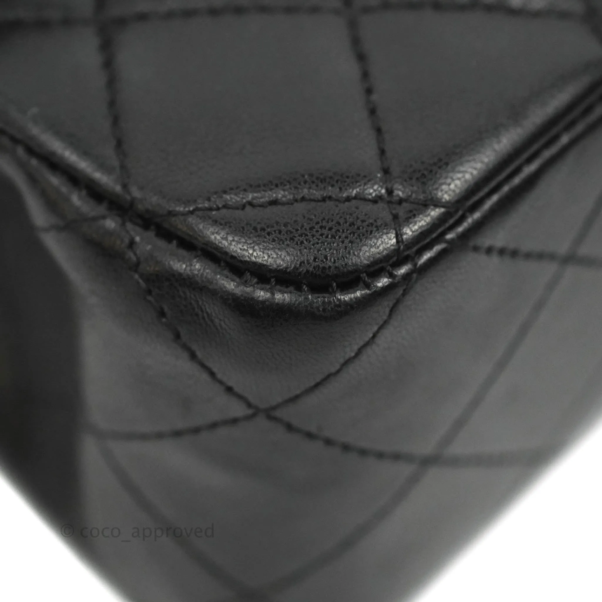 Chanel Quilted Classic M/L Medium Flap Black Lambskin Silver Hardware