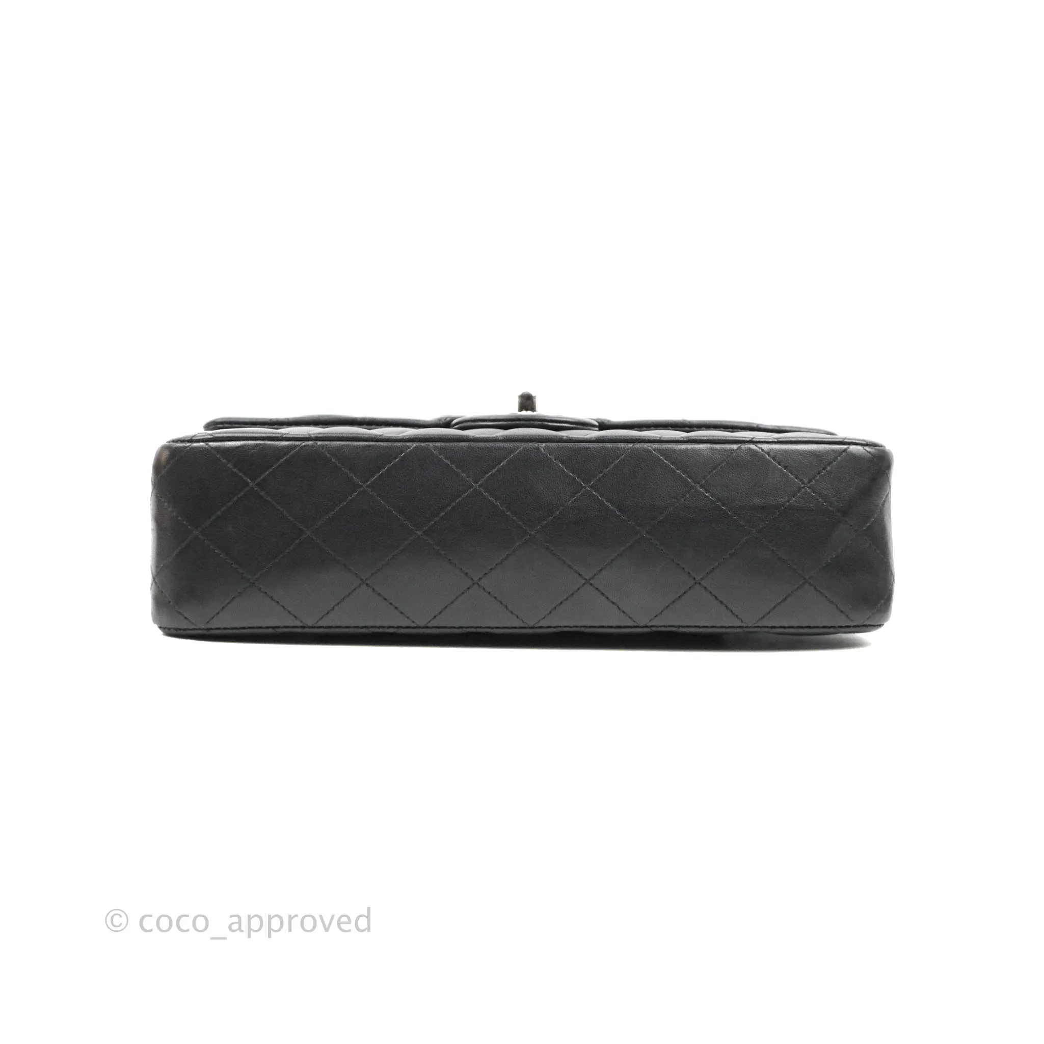 Chanel Quilted Classic M/L Medium Flap Black Lambskin Silver Hardware