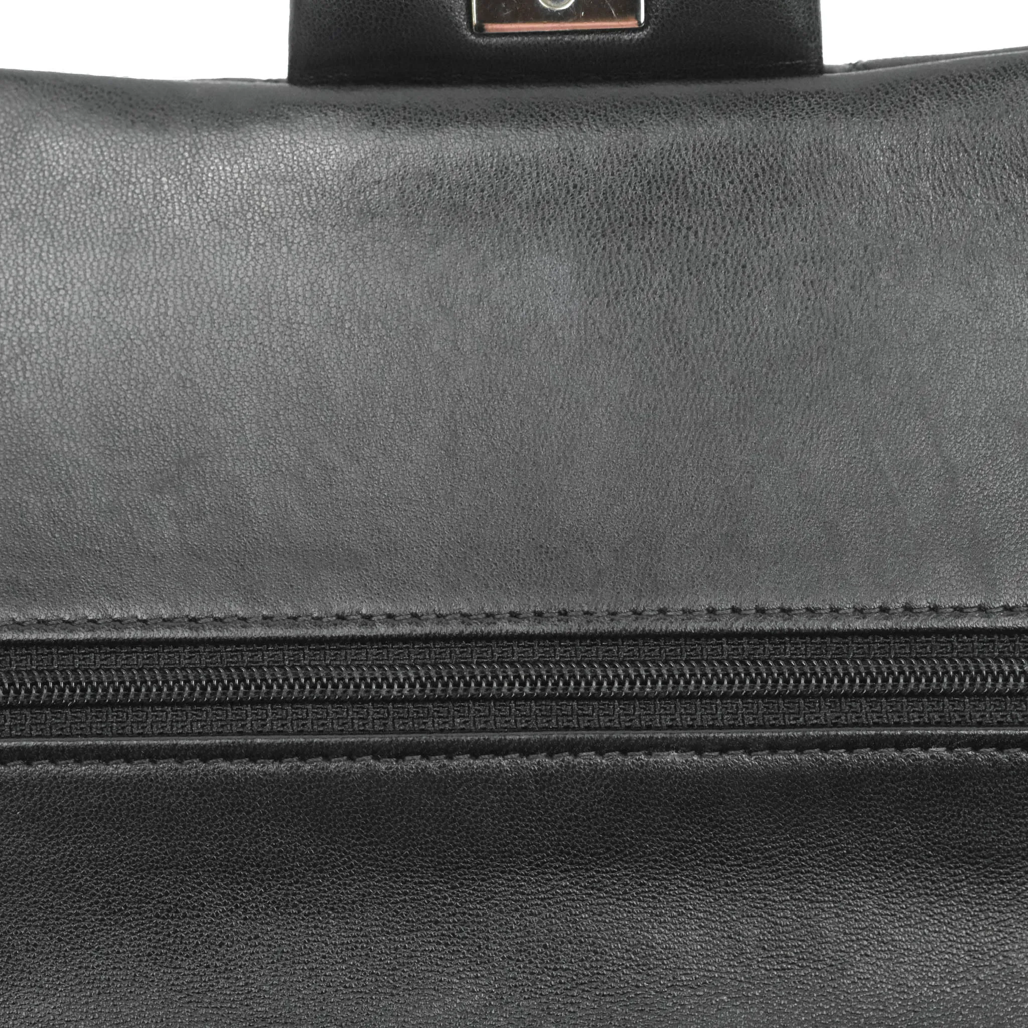 Chanel Quilted Classic M/L Medium Flap Black Lambskin Silver Hardware