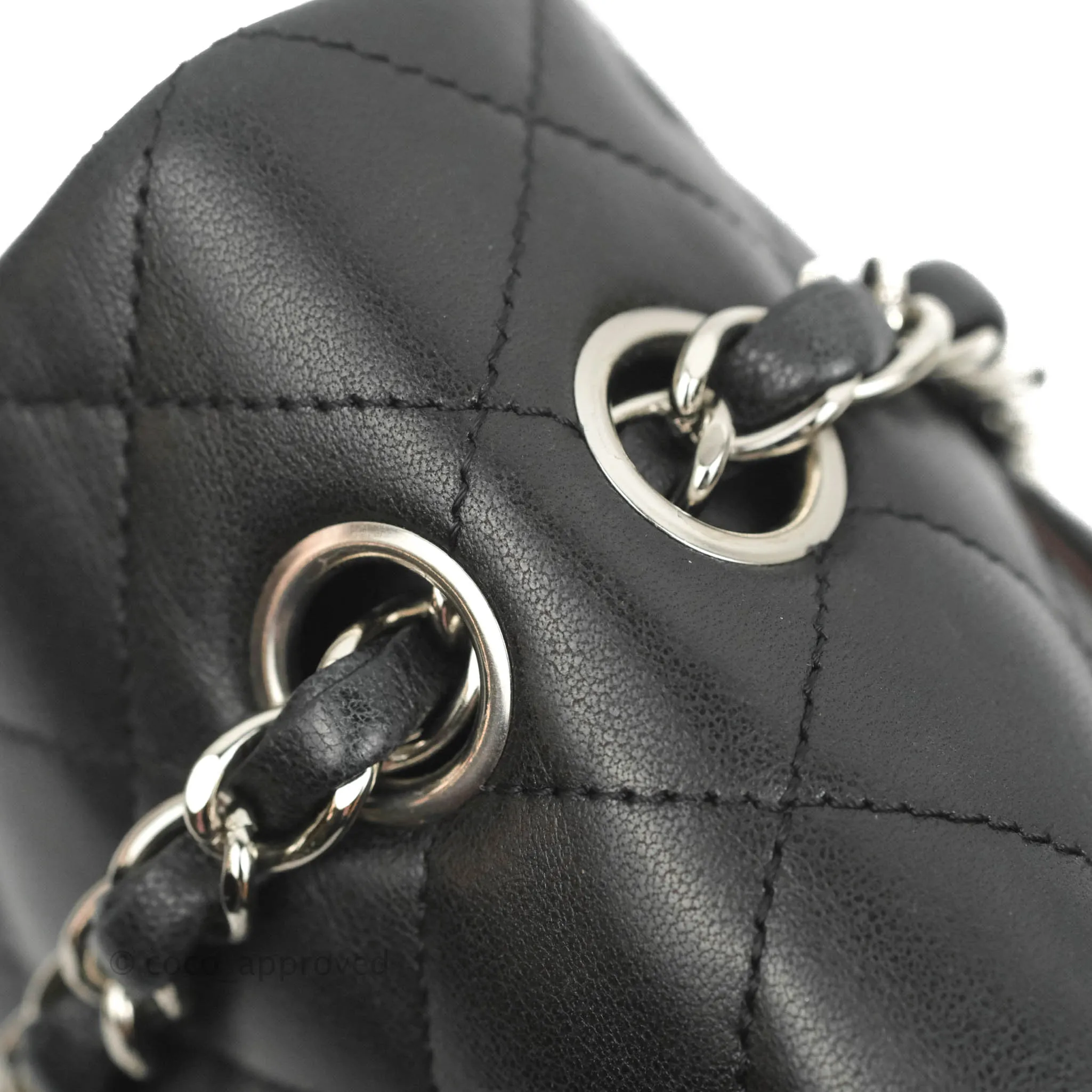 Chanel Quilted Classic M/L Medium Flap Black Lambskin Silver Hardware
