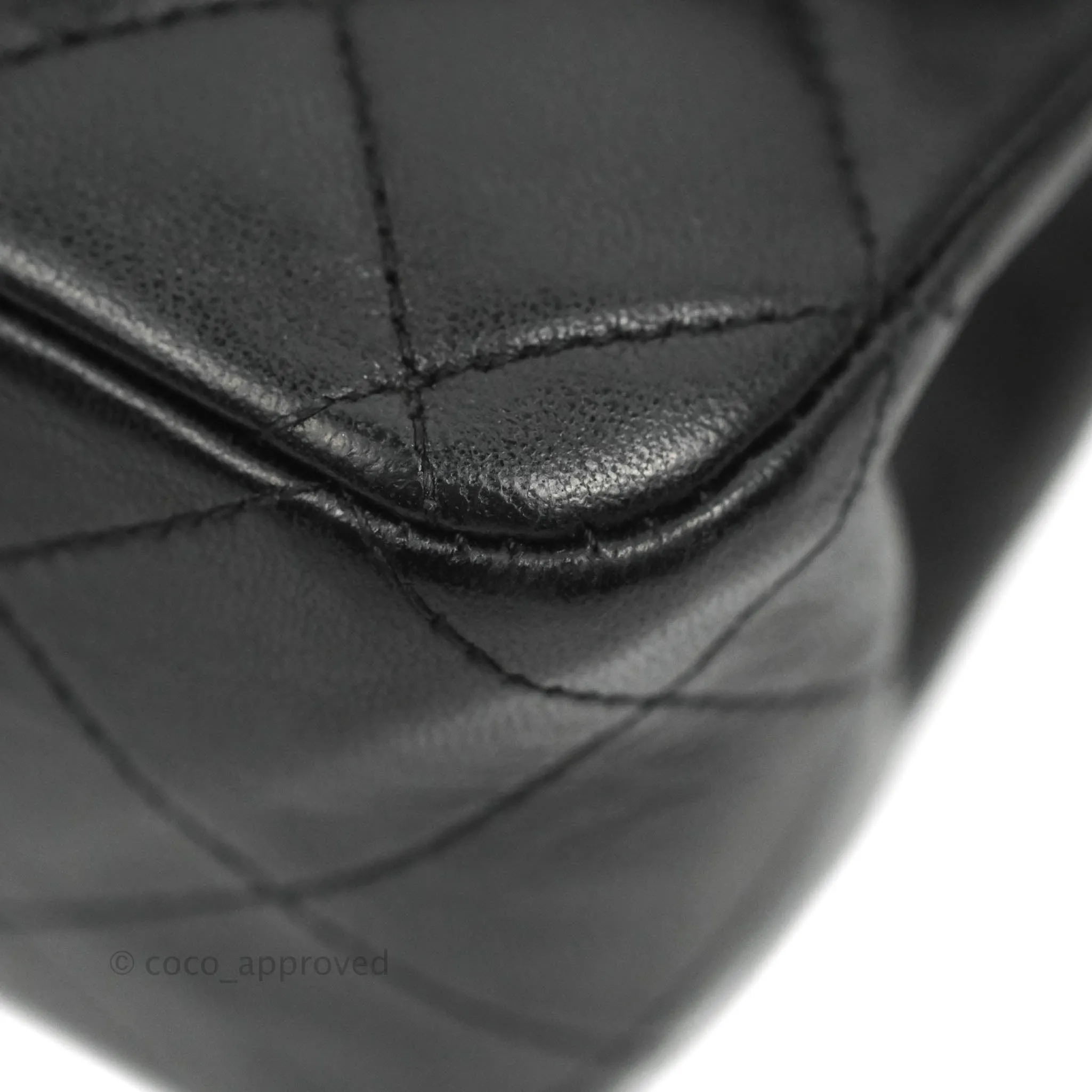 Chanel Quilted Classic M/L Medium Flap Black Lambskin Silver Hardware