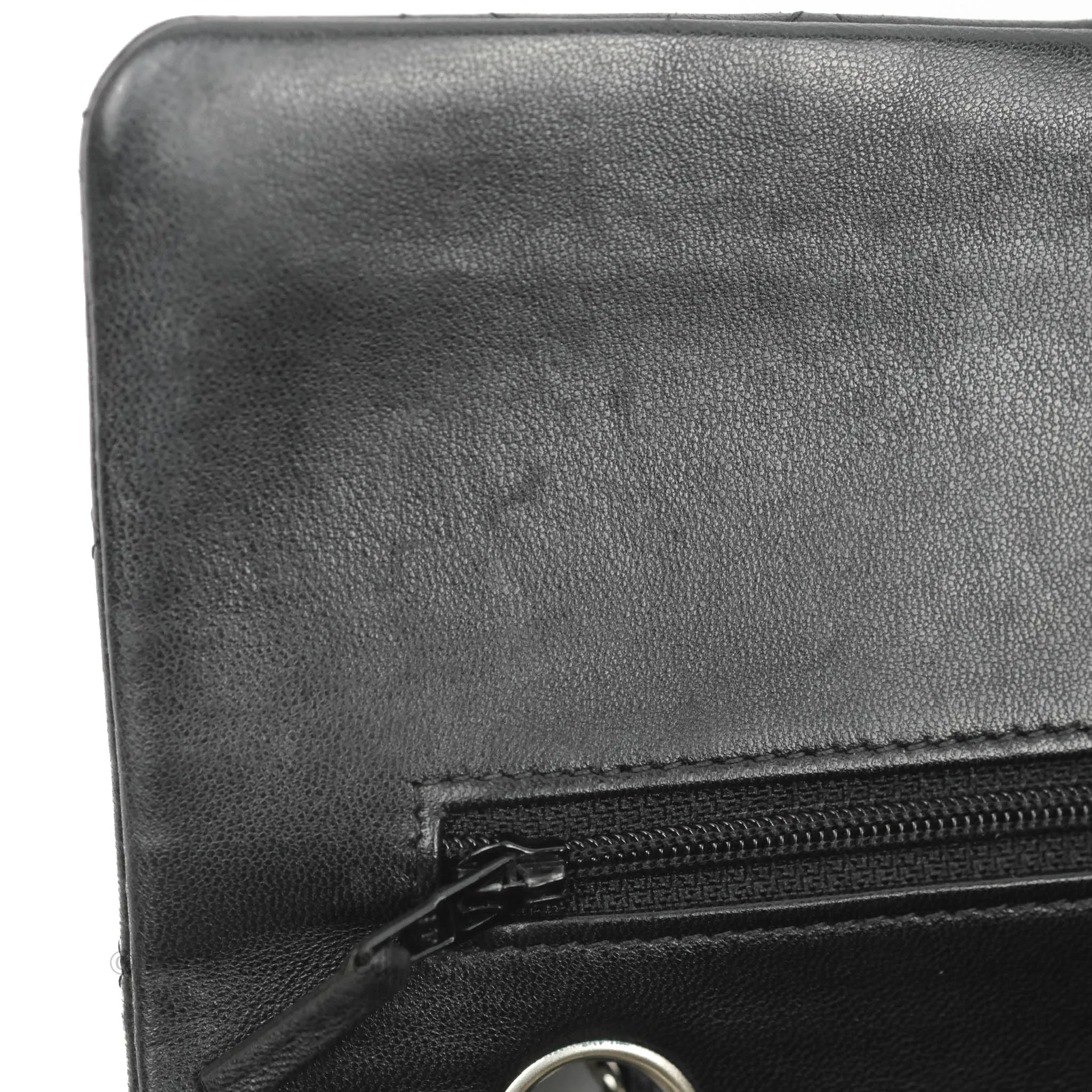 Chanel Quilted Classic M/L Medium Flap Black Lambskin Silver Hardware