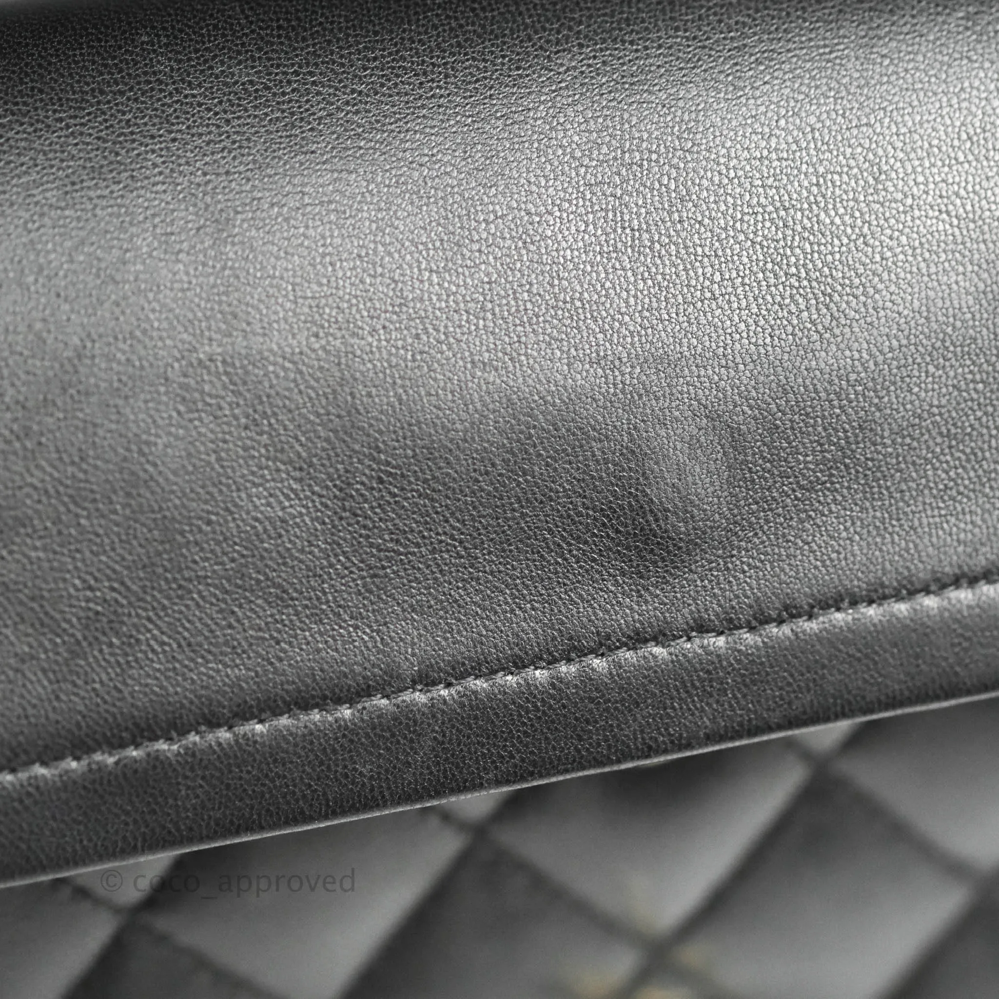 Chanel Quilted Classic M/L Medium Flap Black Lambskin Silver Hardware