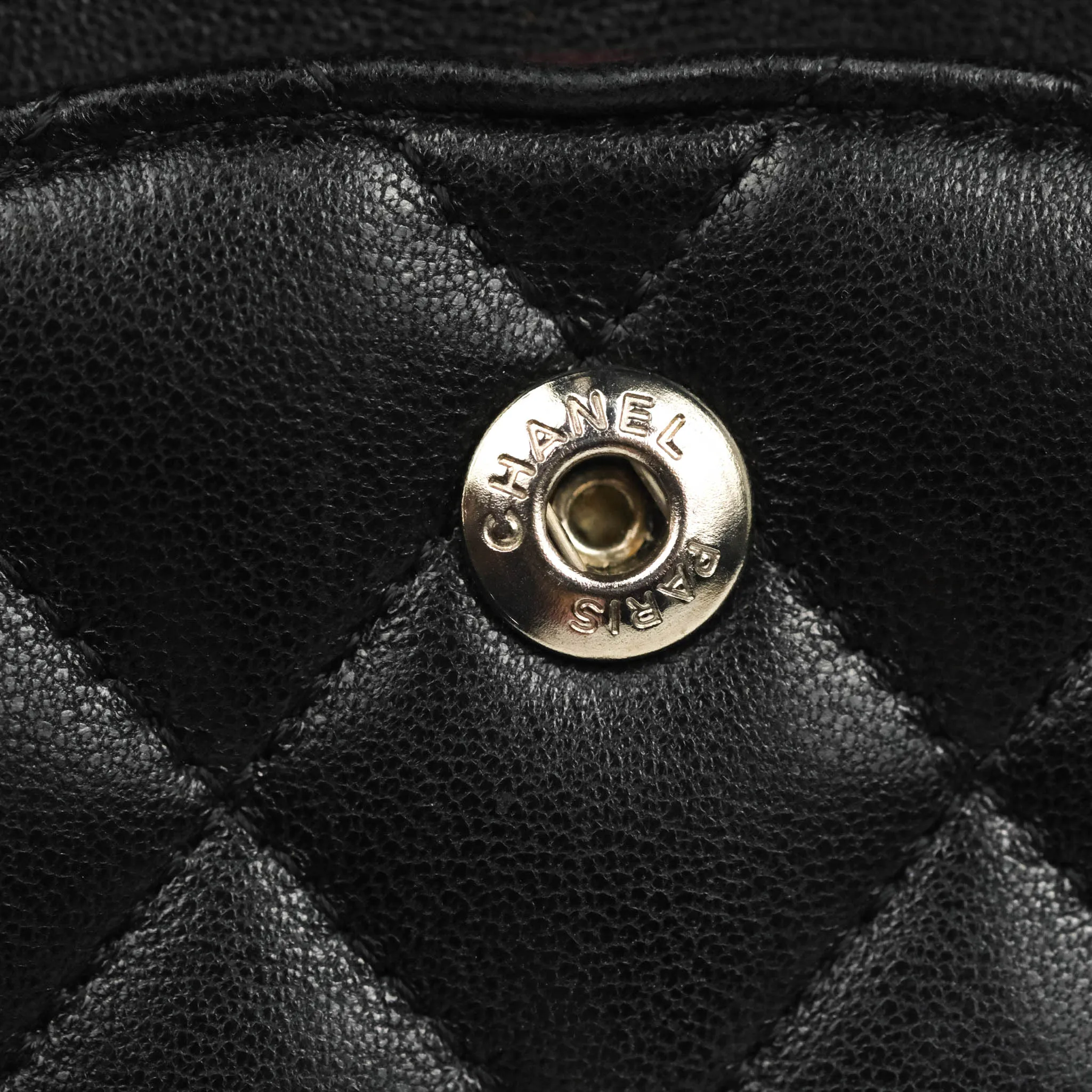 Chanel Quilted Classic M/L Medium Flap Black Lambskin Silver Hardware