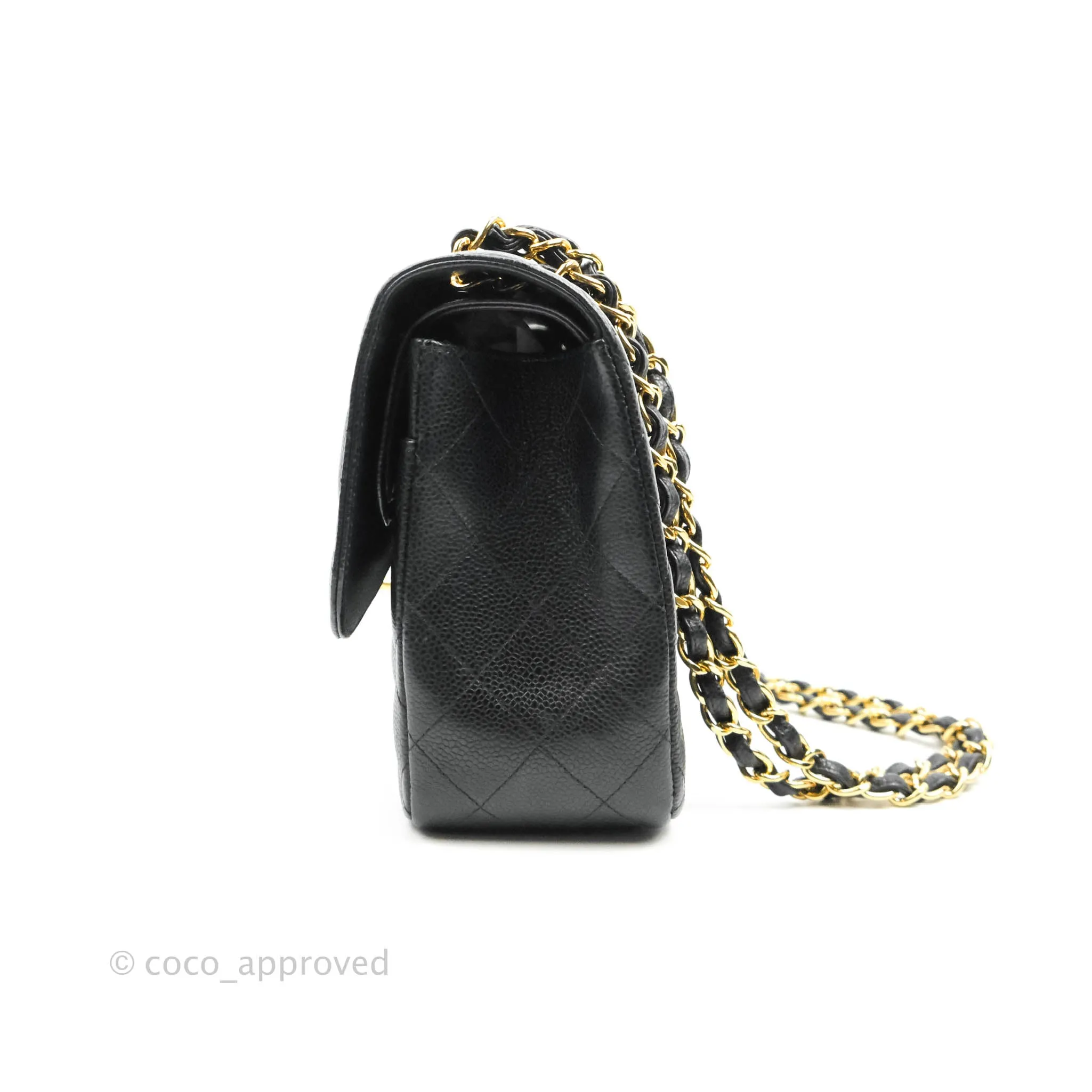 Chanel Quilted Jumbo Double Flap Black Caviar Gold Hardware⁣⁣