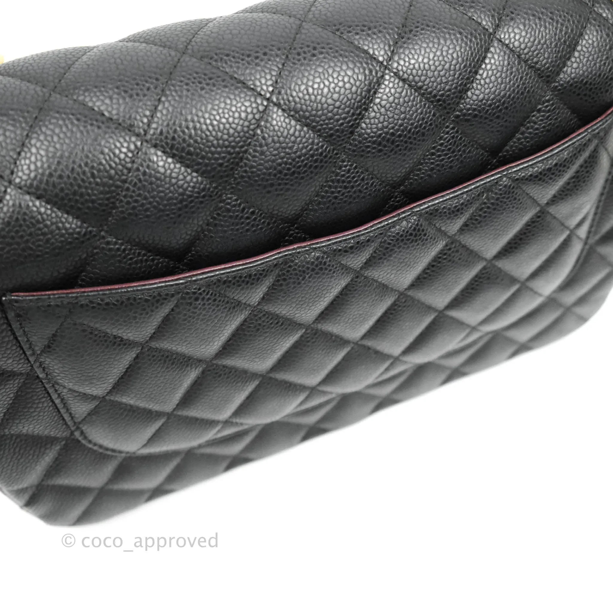 Chanel Quilted Jumbo Double Flap Black Caviar Gold Hardware⁣⁣