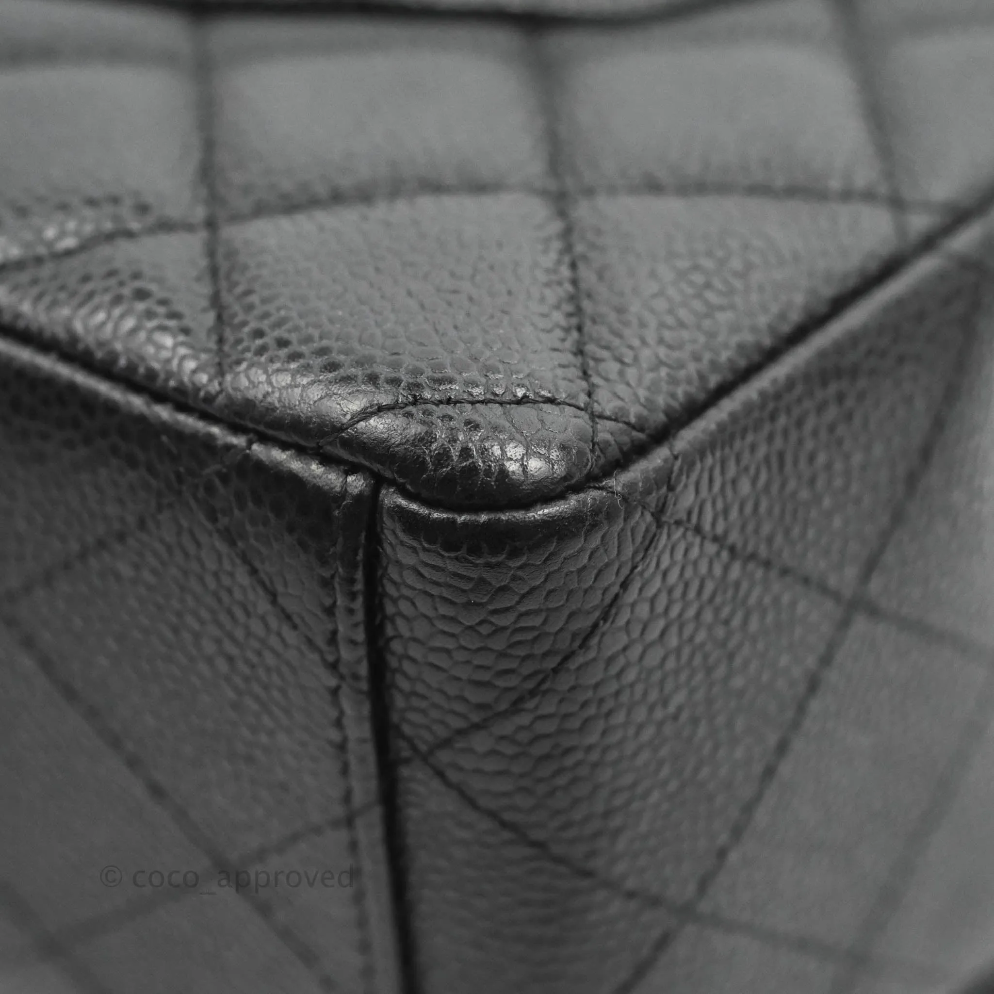 Chanel Quilted Maxi Double Flap Black Caviar Silver Hardware