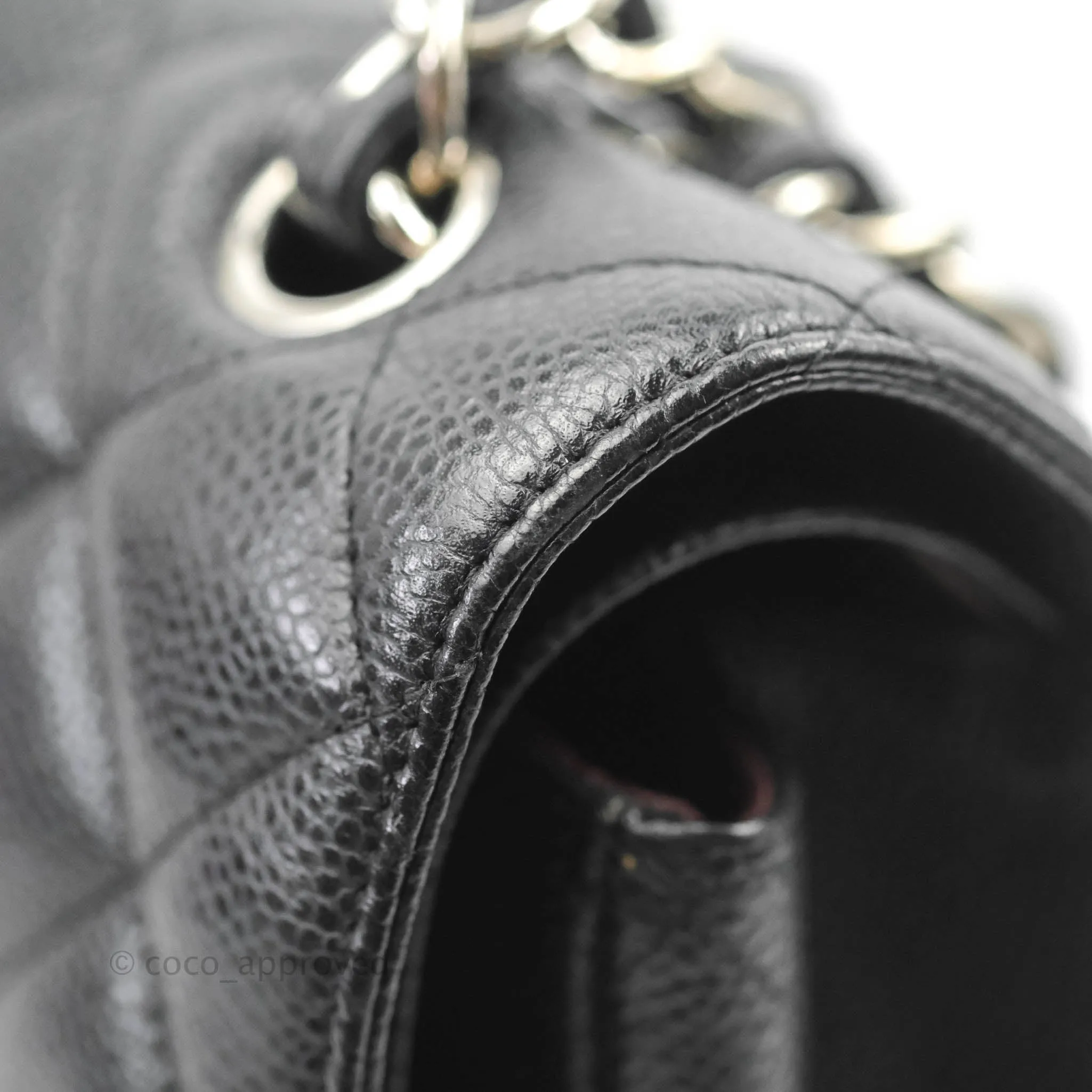 Chanel Quilted Maxi Double Flap Black Caviar Silver Hardware