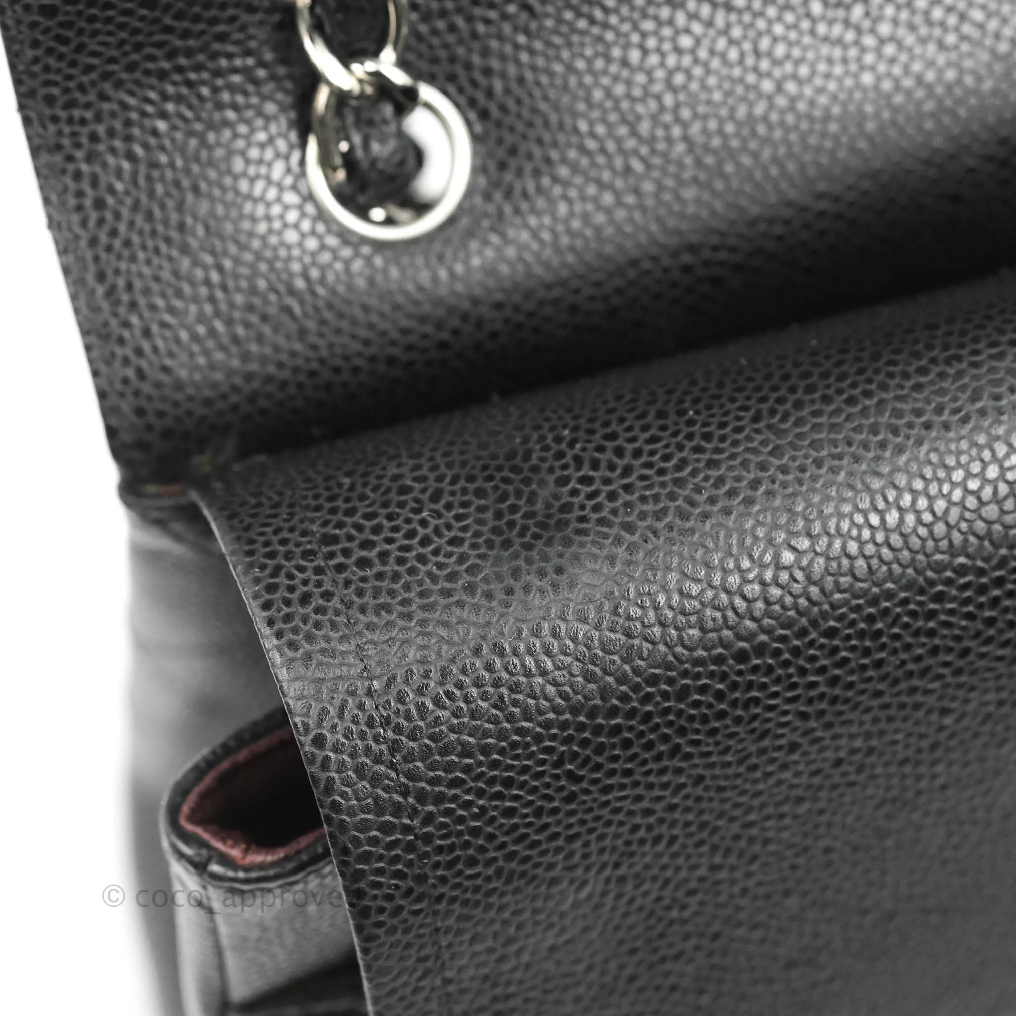 Chanel Quilted Maxi Double Flap Black Caviar Silver Hardware