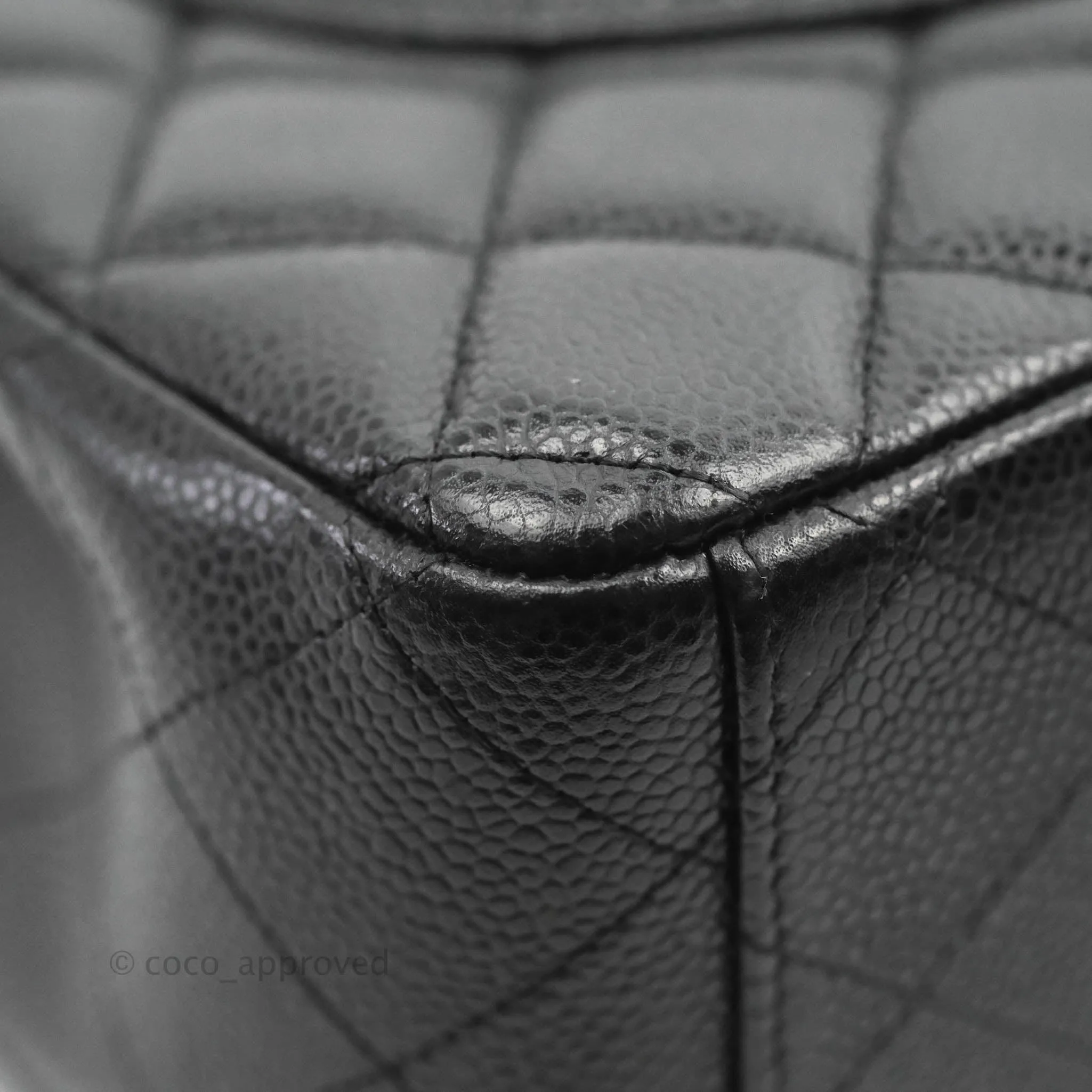 Chanel Quilted Maxi Double Flap Black Caviar Silver Hardware