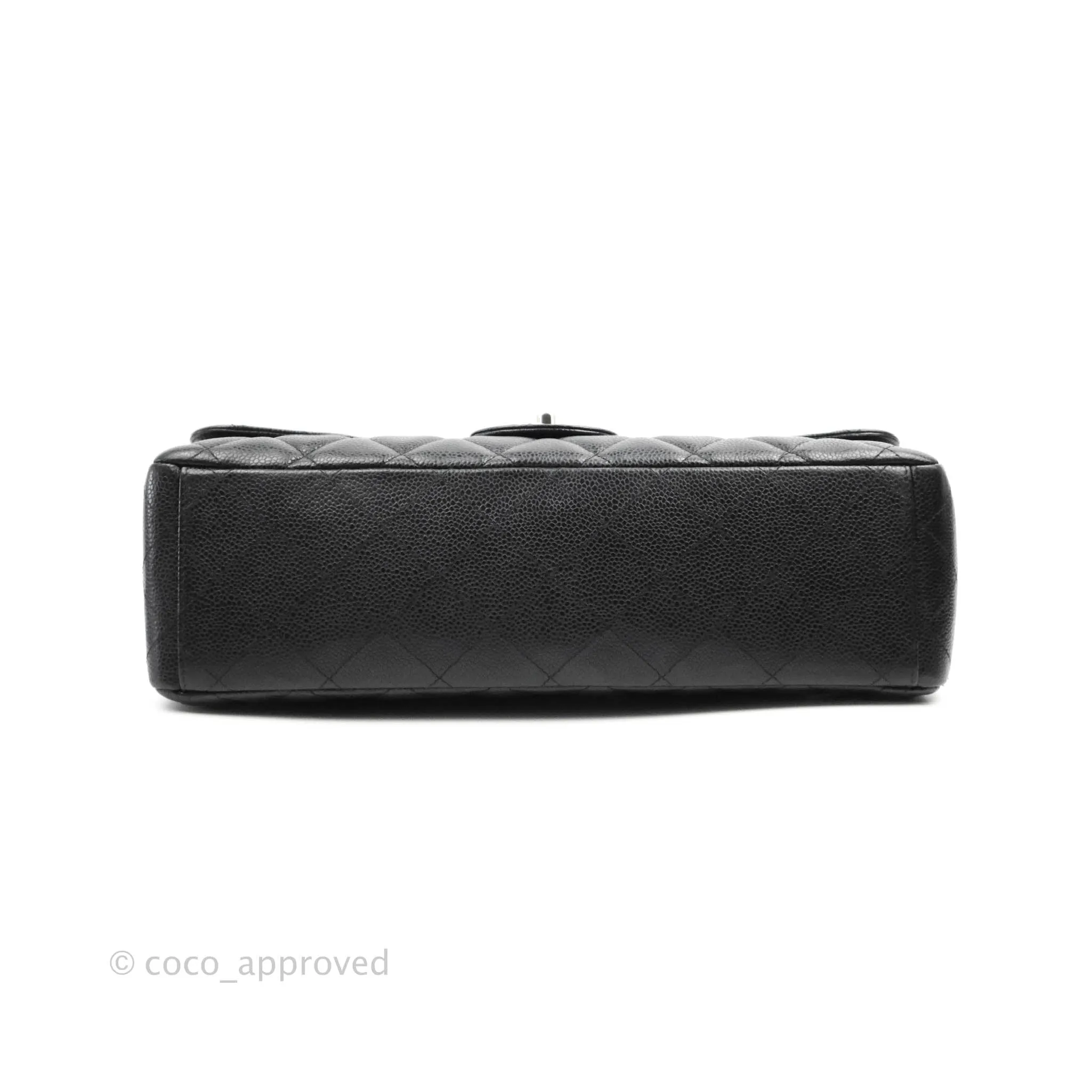 Chanel Quilted Maxi Double Flap Black Caviar Silver Hardware