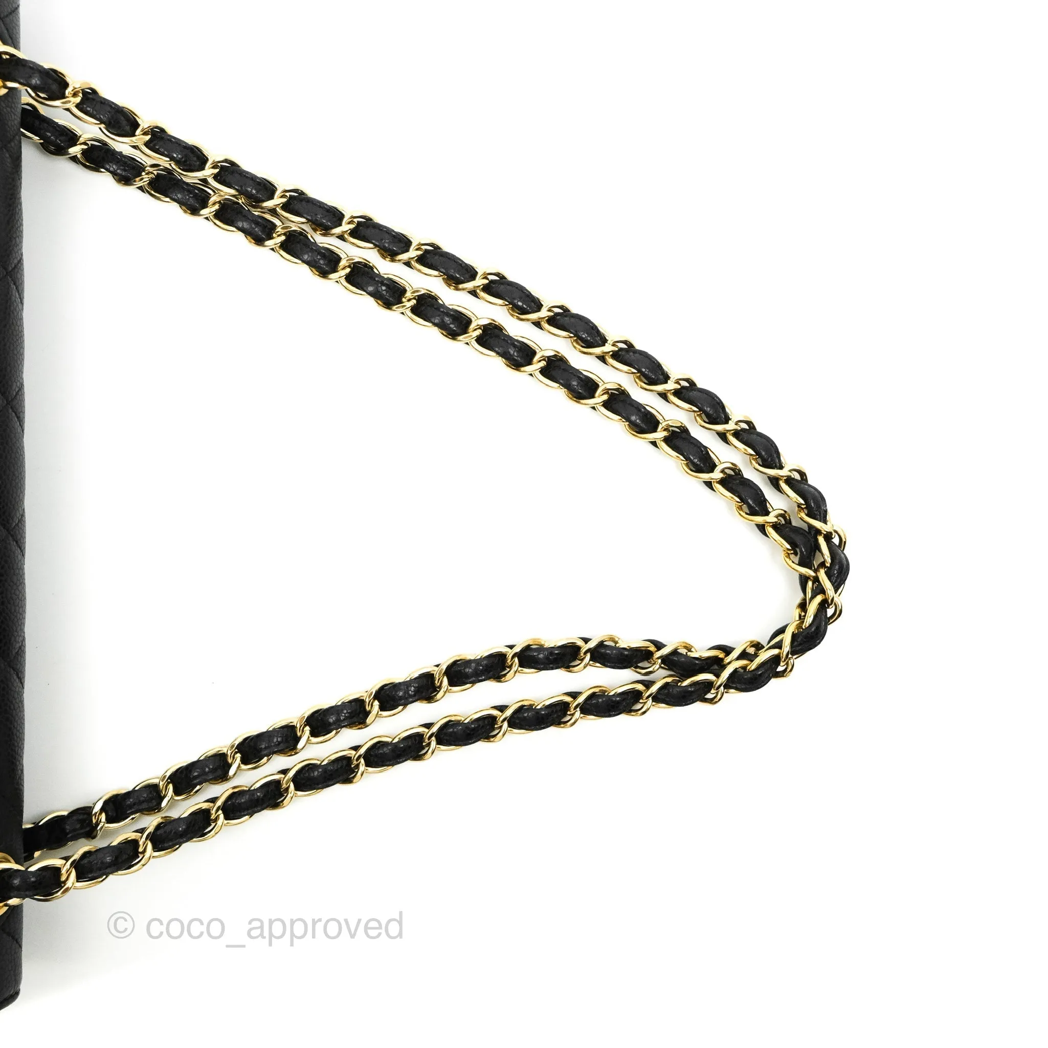 Chanel Quilted Single Flap Maxi Black Caviar Gold Hardware