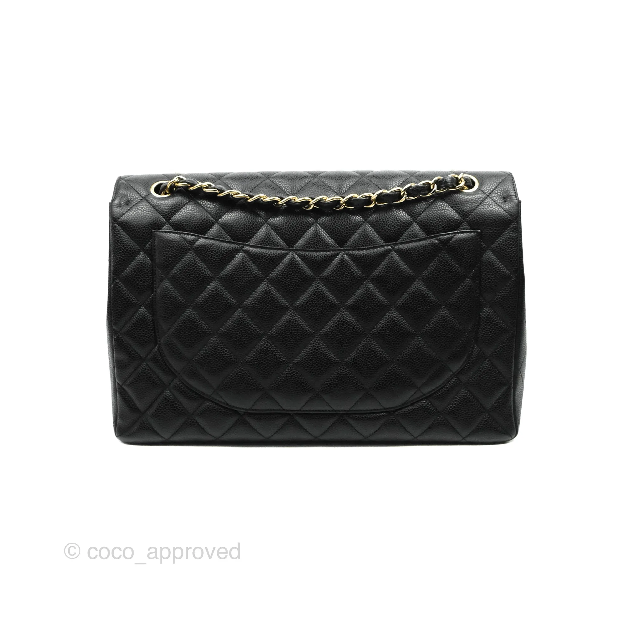 Chanel Quilted Single Flap Maxi Black Caviar Gold Hardware