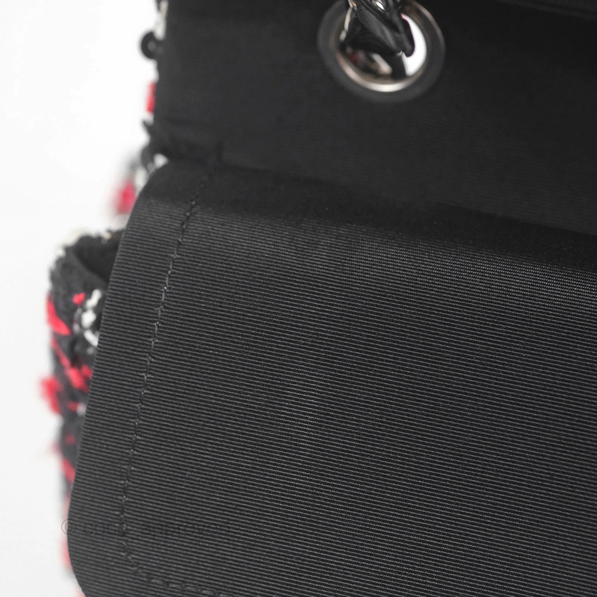 Chanel Shoulder Flap Bag Red/ Black/ White Tweed Sequins Silver Hardware