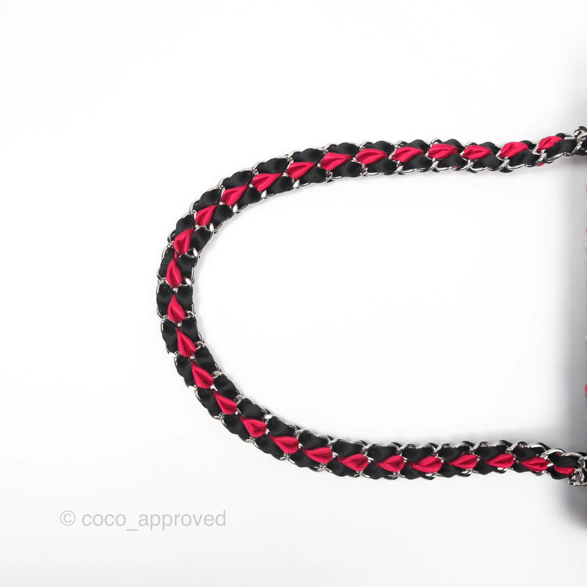 Chanel Shoulder Flap Bag Red/ Black/ White Tweed Sequins Silver Hardware