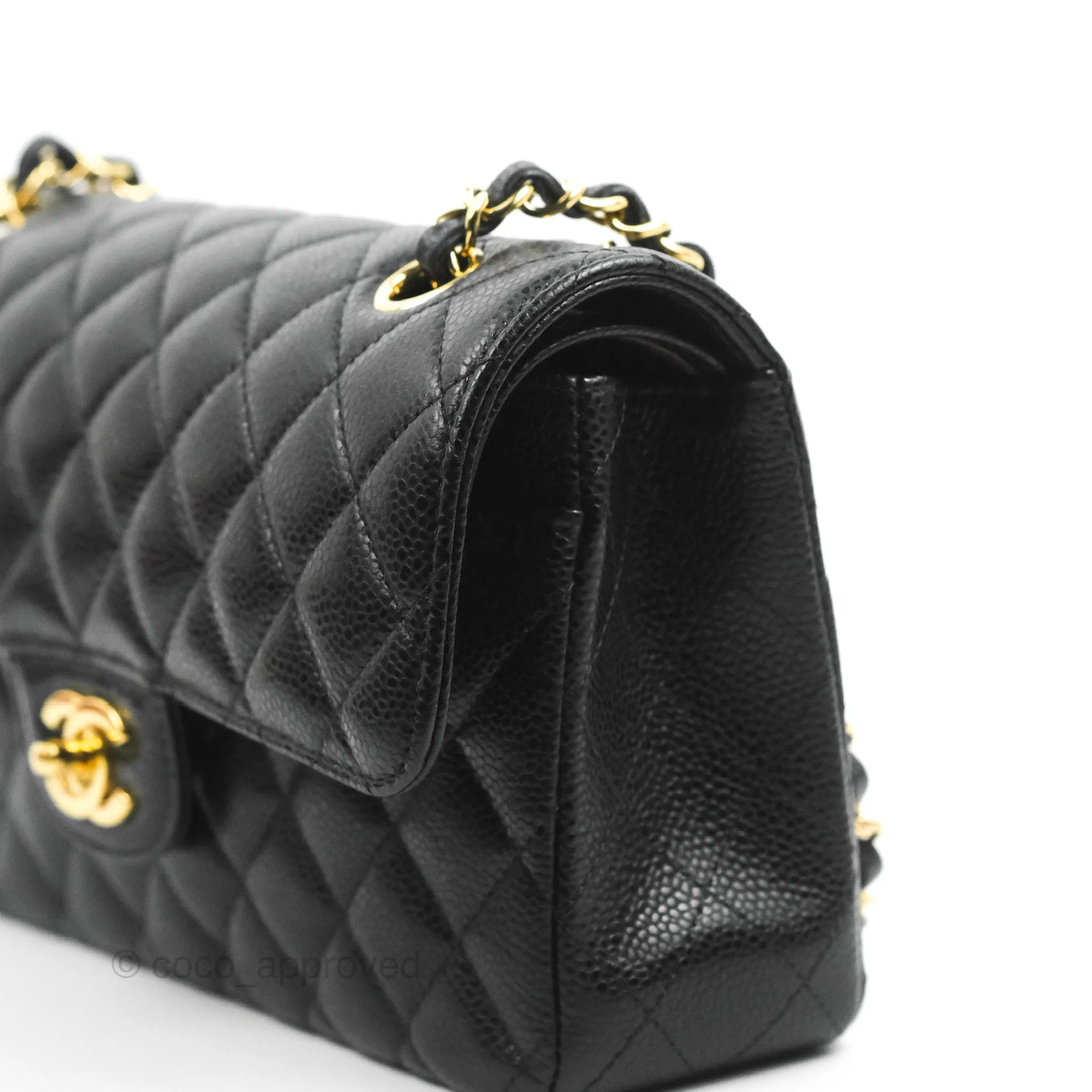 Chanel S/M Small Classic Quilted Flap Black Caviar Gold Hardware