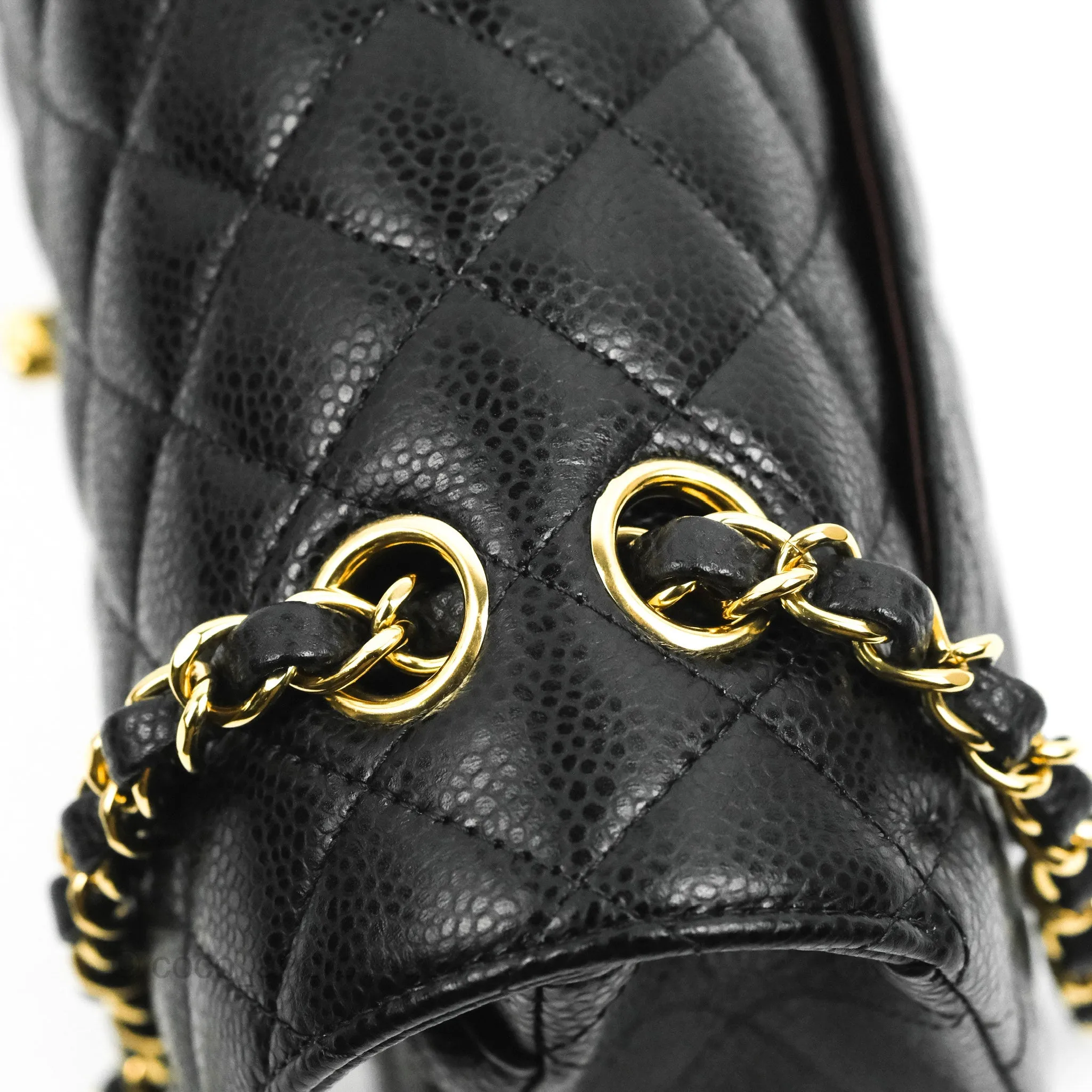 Chanel S/M Small Classic Quilted Flap Black Caviar Gold Hardware