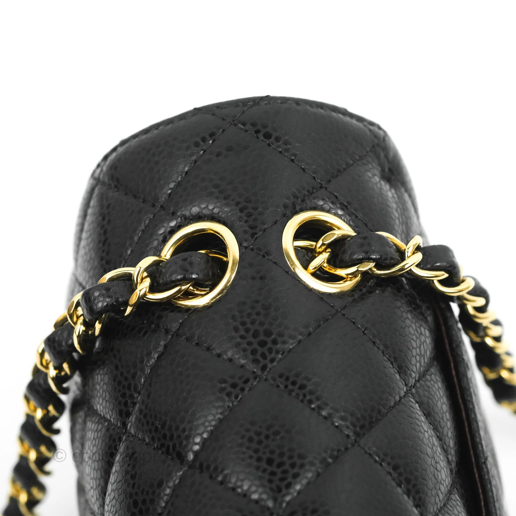 Chanel S/M Small Classic Quilted Flap Black Caviar Gold Hardware