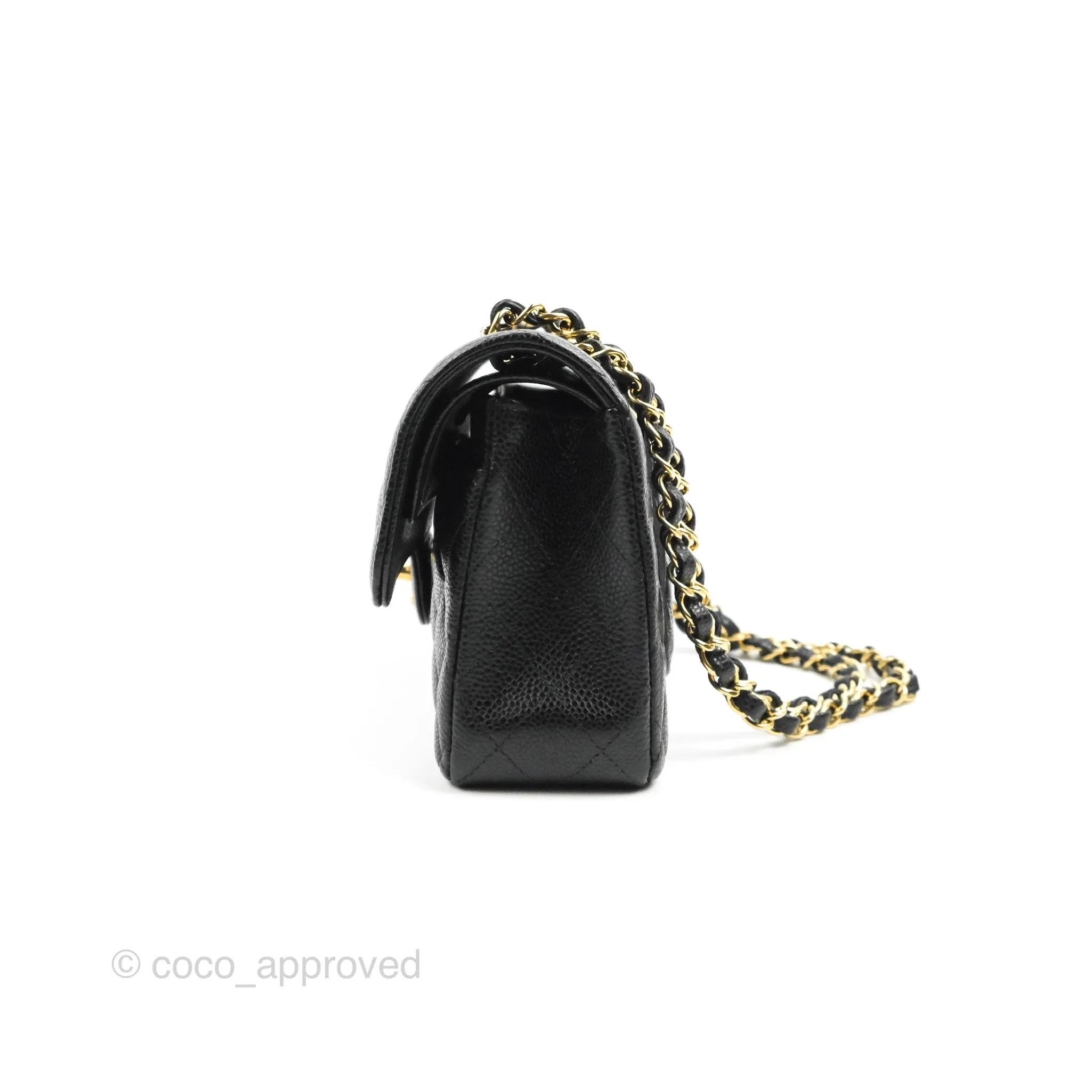 Chanel S/M Small Classic Quilted Flap Black Caviar Gold Hardware