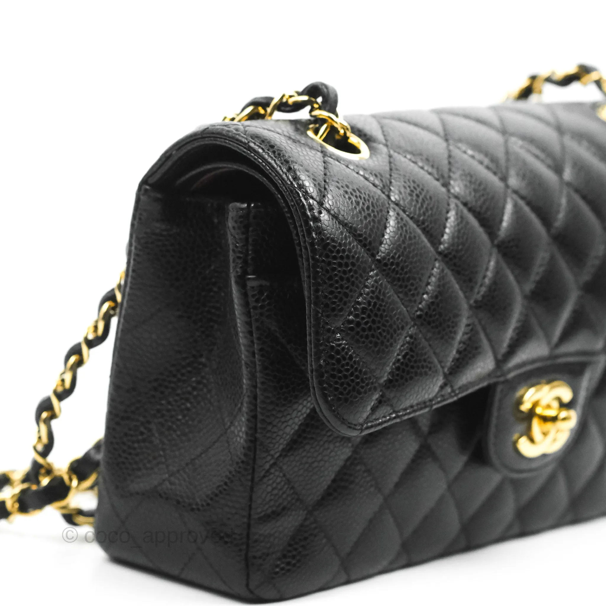 Chanel S/M Small Classic Quilted Flap Black Caviar Gold Hardware