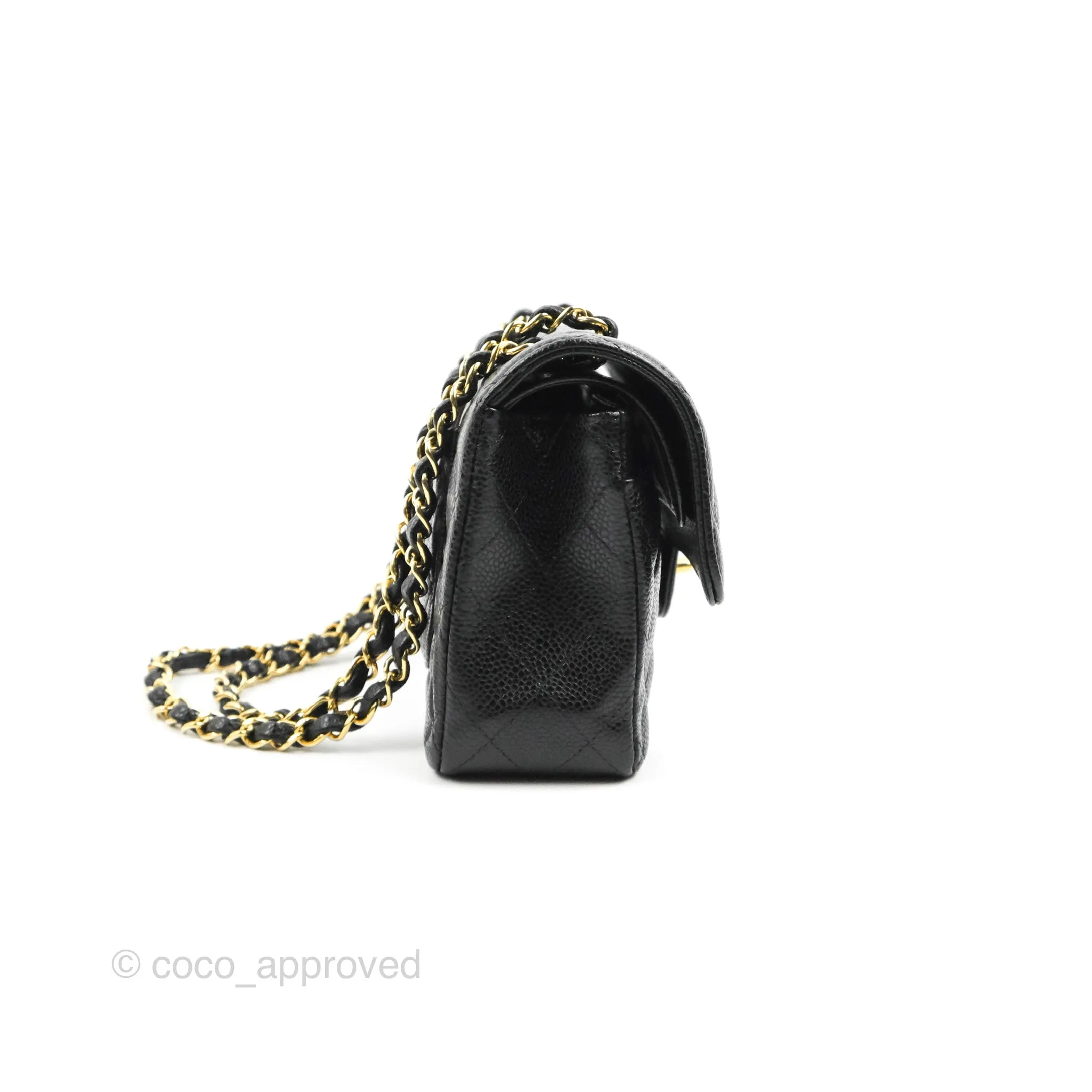Chanel S/M Small Classic Quilted Flap Black Caviar Gold Hardware
