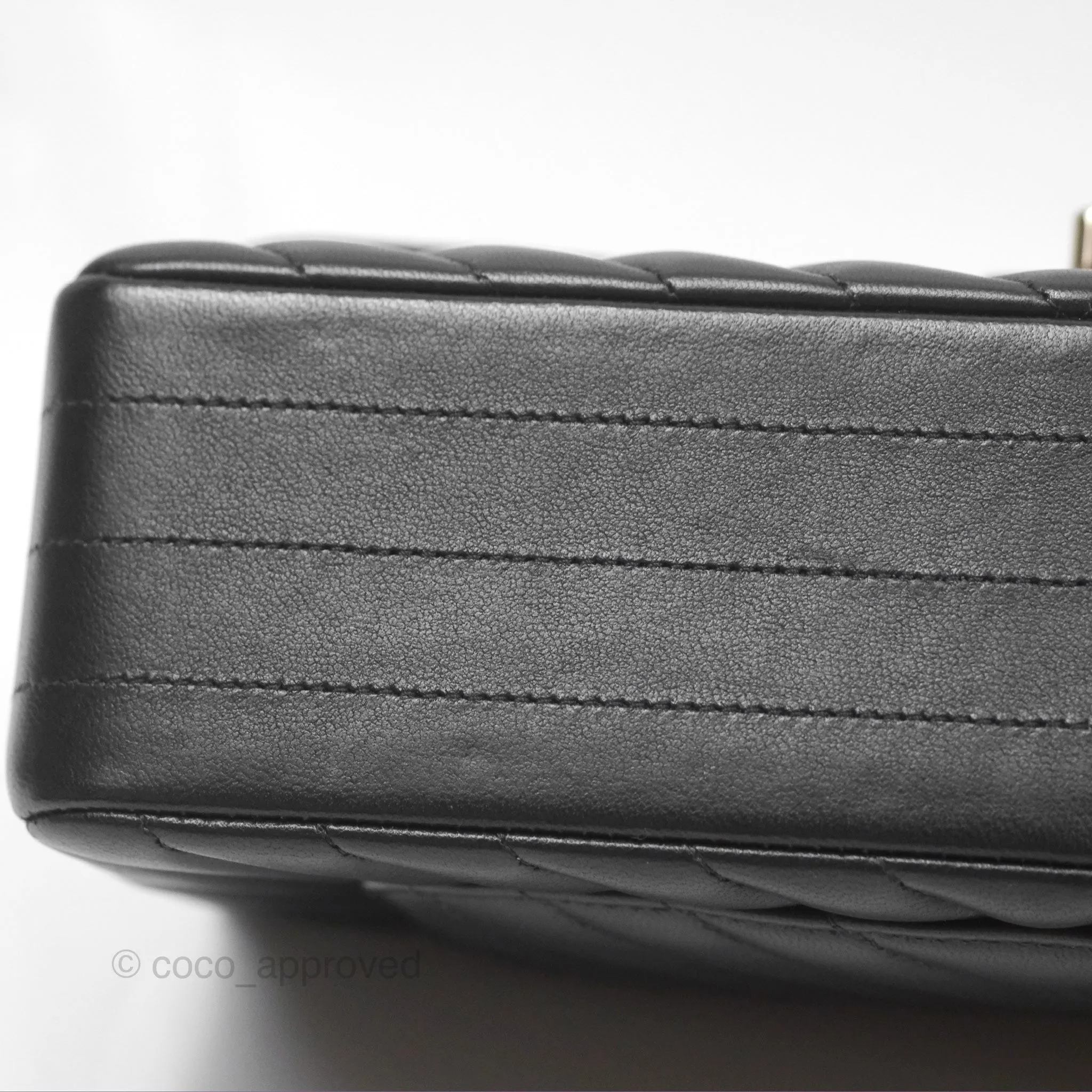 Chanel Small Classic Chevron Flap Black Lambskin Gold Hardware