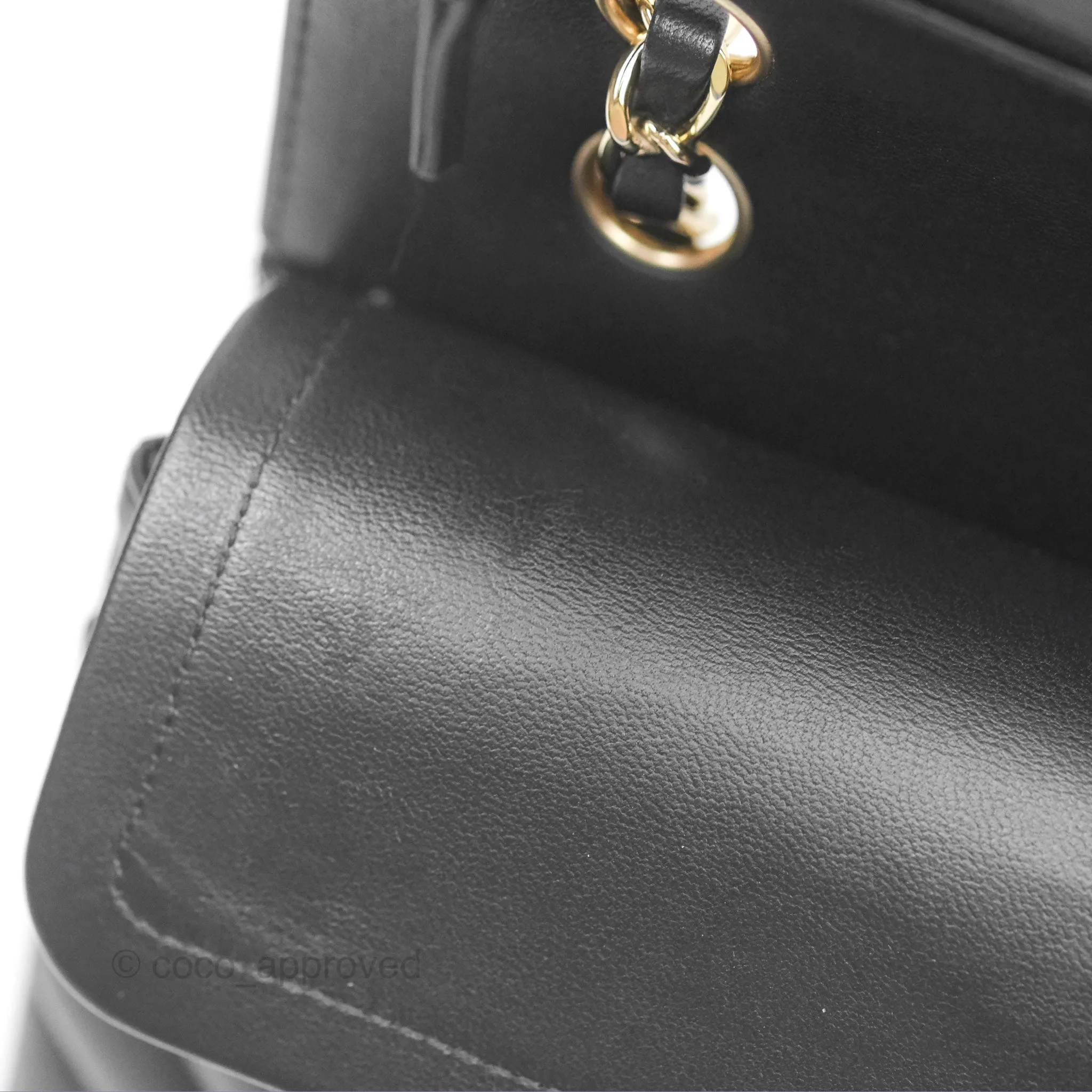 Chanel Small Classic Chevron Flap Black Lambskin Gold Hardware