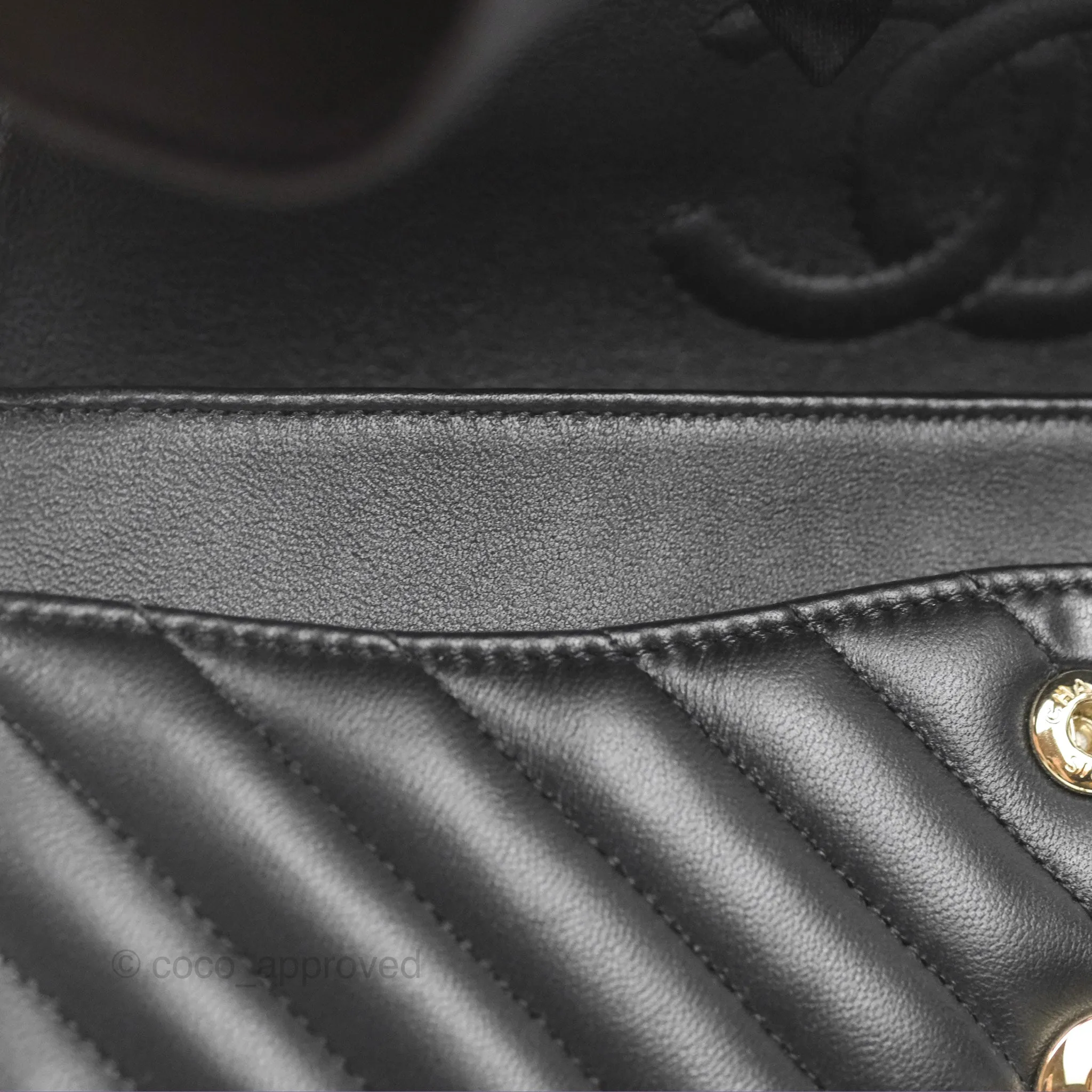 Chanel Small Classic Chevron Flap Black Lambskin Gold Hardware