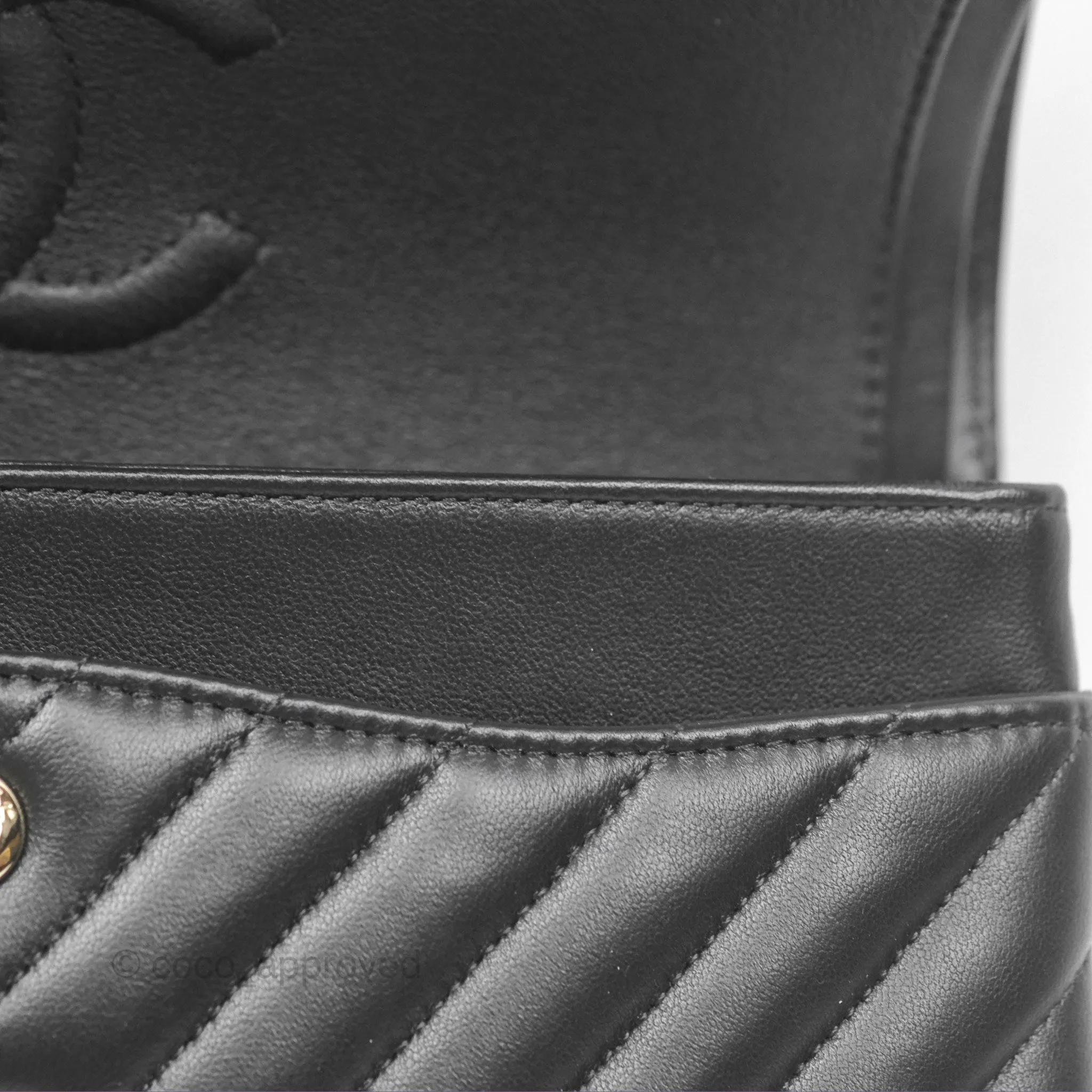 Chanel Small Classic Chevron Flap Black Lambskin Gold Hardware