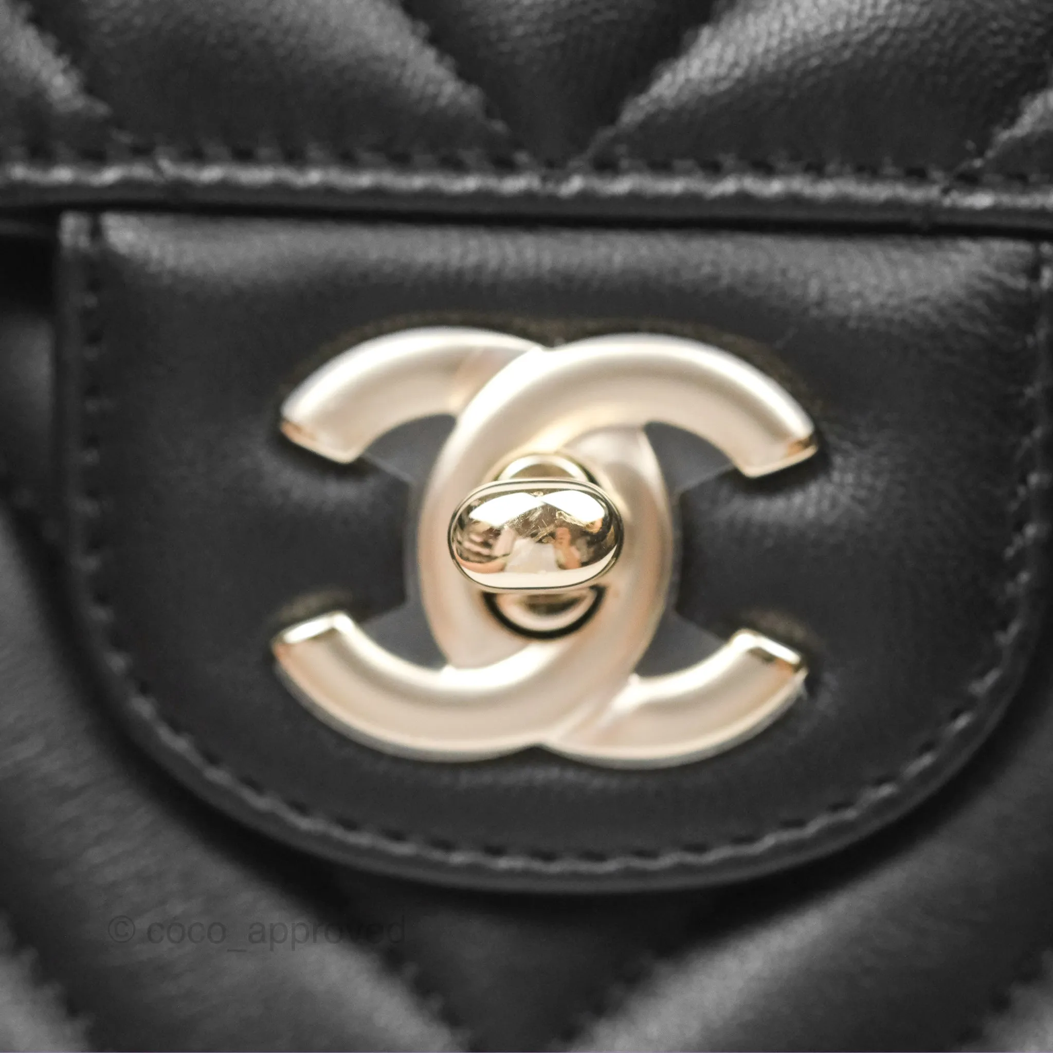 Chanel Small Classic Chevron Flap Black Lambskin Gold Hardware